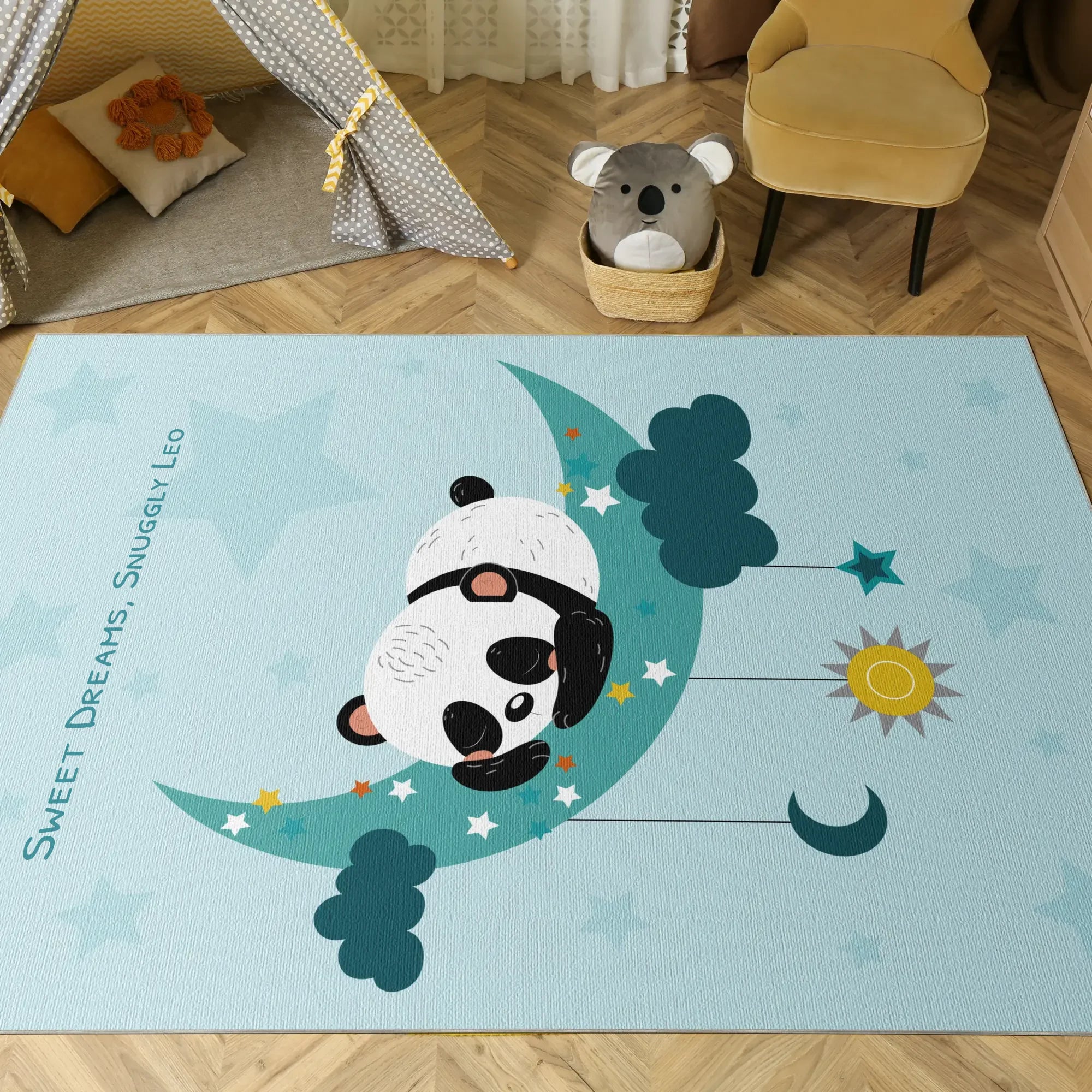 Starry Night Panda Nap | Customizable Rug