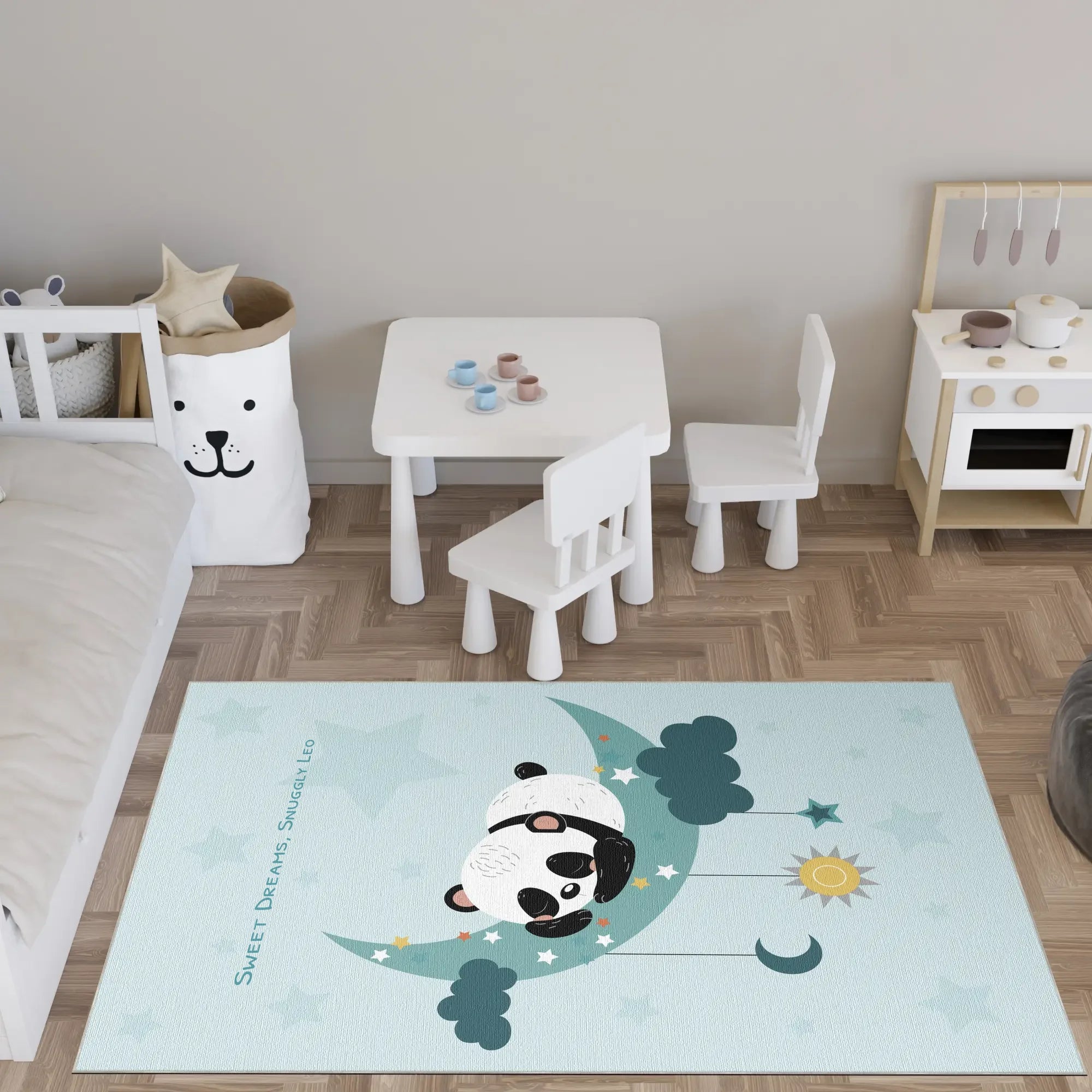 Starry Night Panda Nap | Customizable Rug