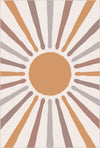 Earthy Boho Sunburst Kids Rug Beige