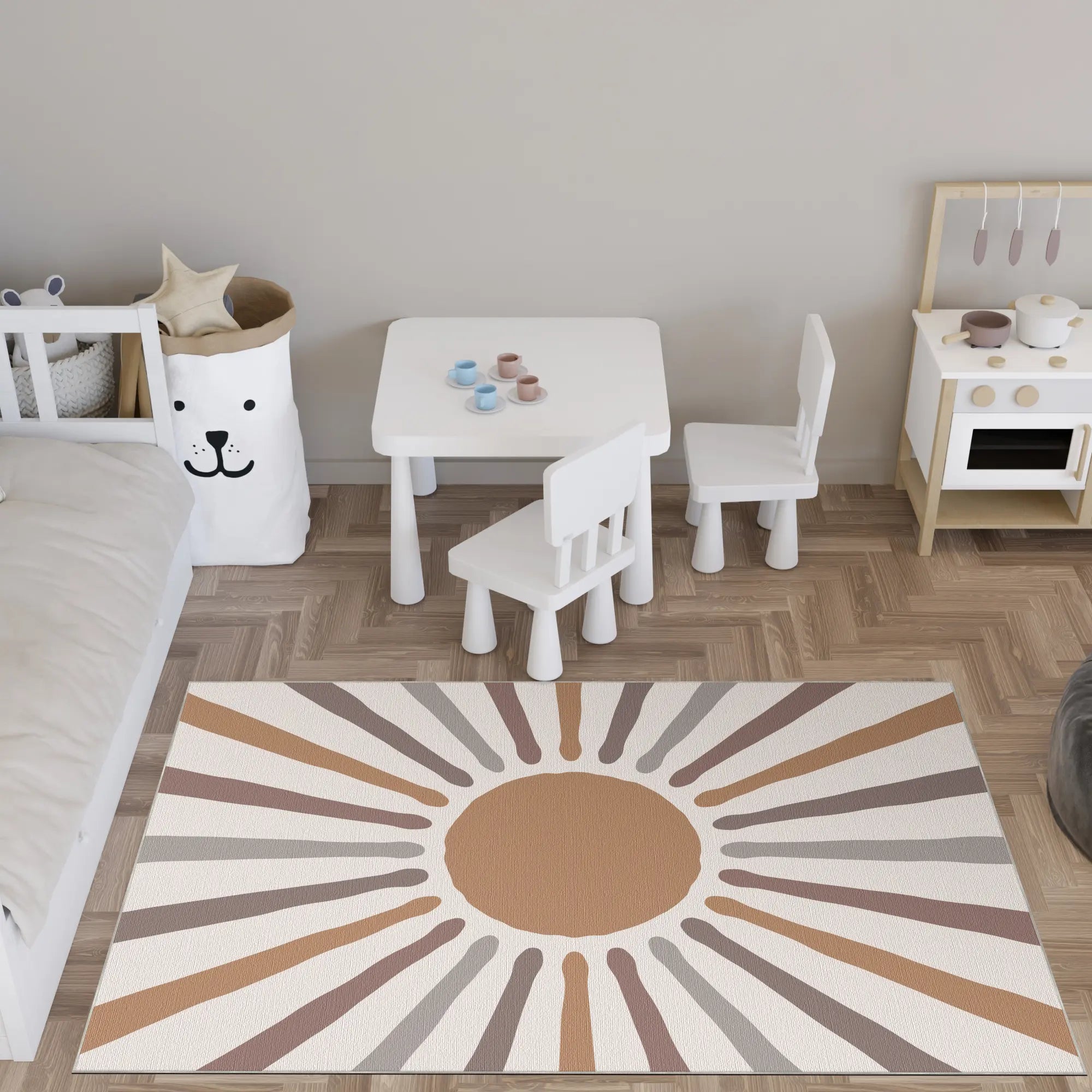 Earthy Boho Sunburst Kids Rug