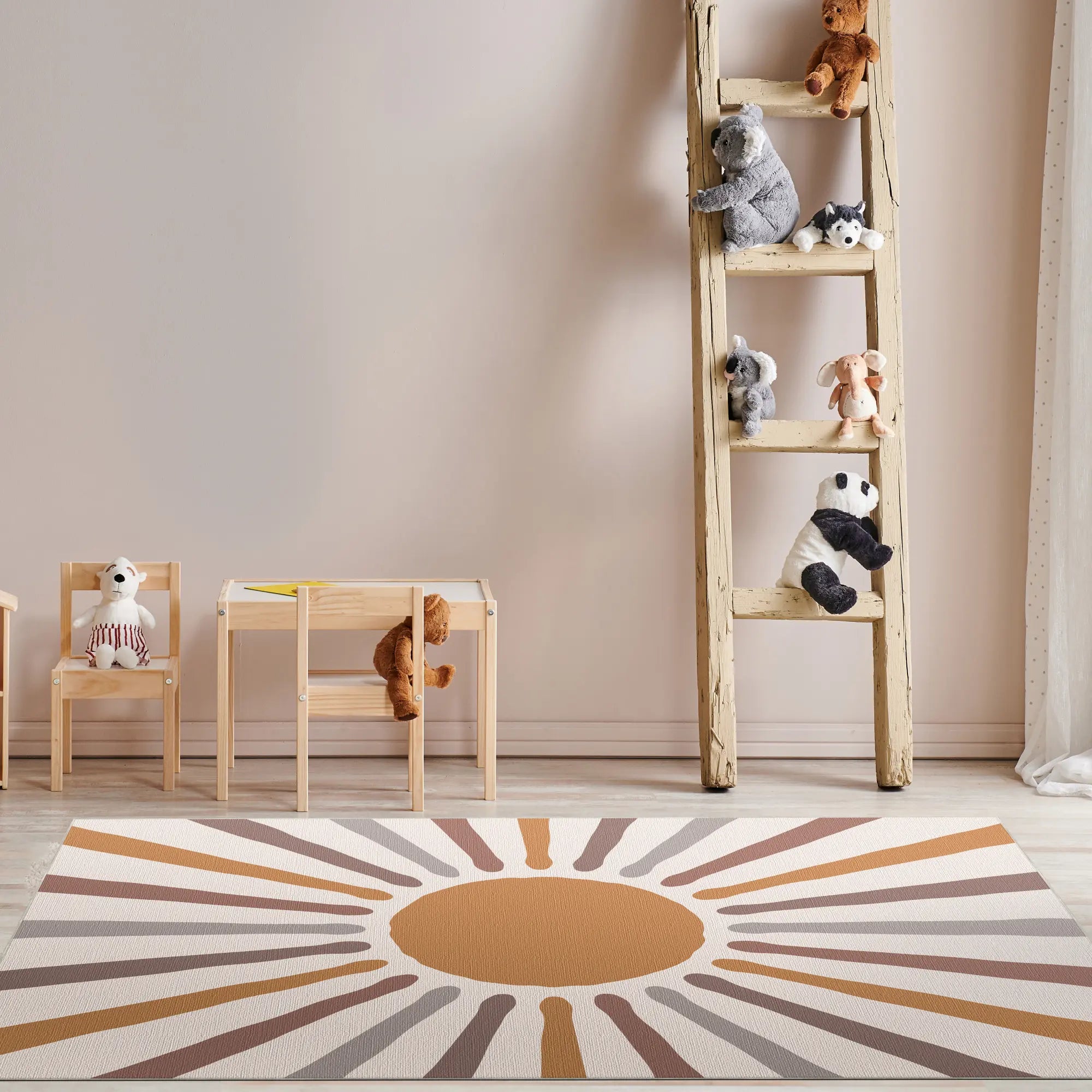 Earthy Boho Sunburst Kids Rug