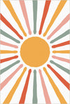Vibrant Colorful Boho Sun Rug White