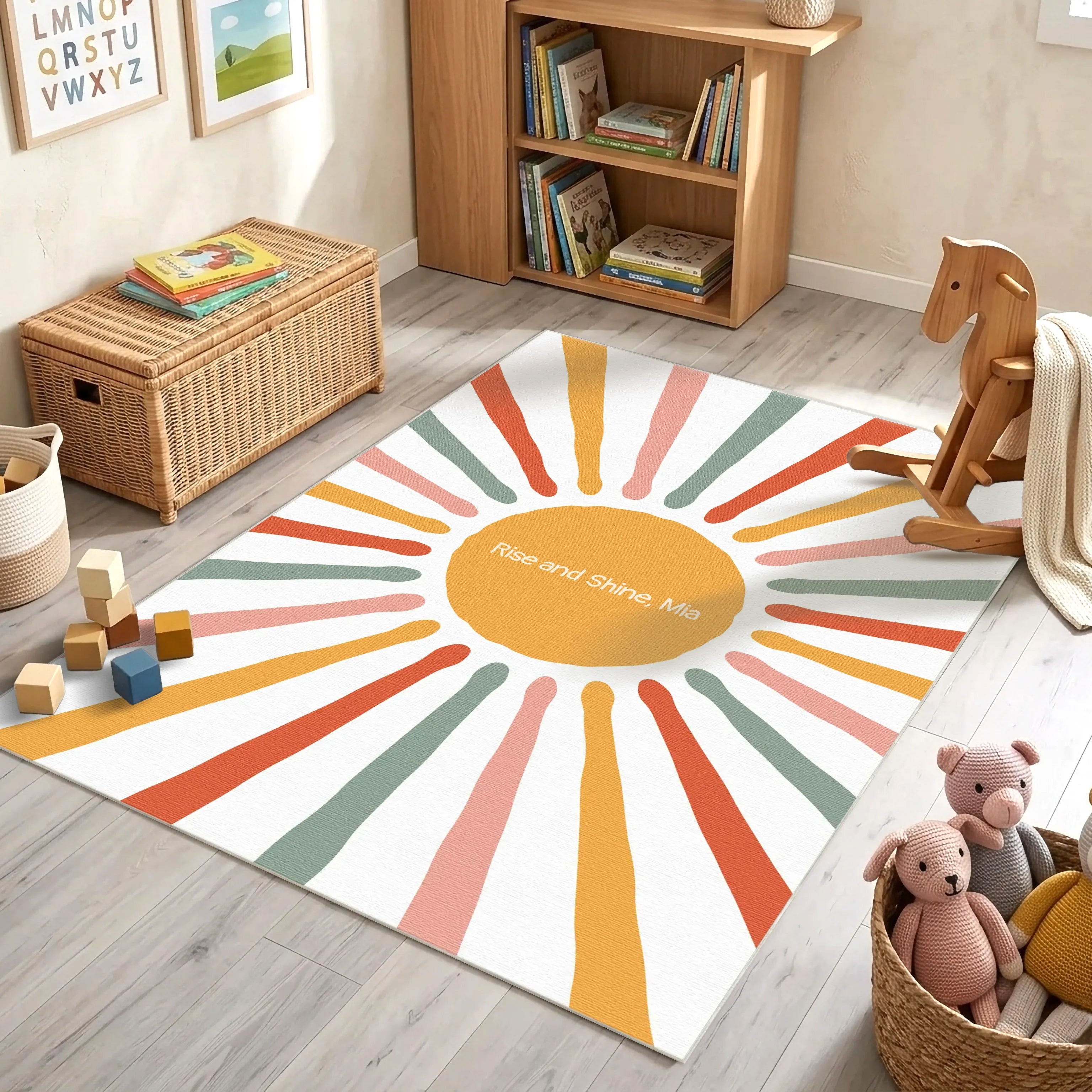 Retro Sunshine Burst | Customizable Rug