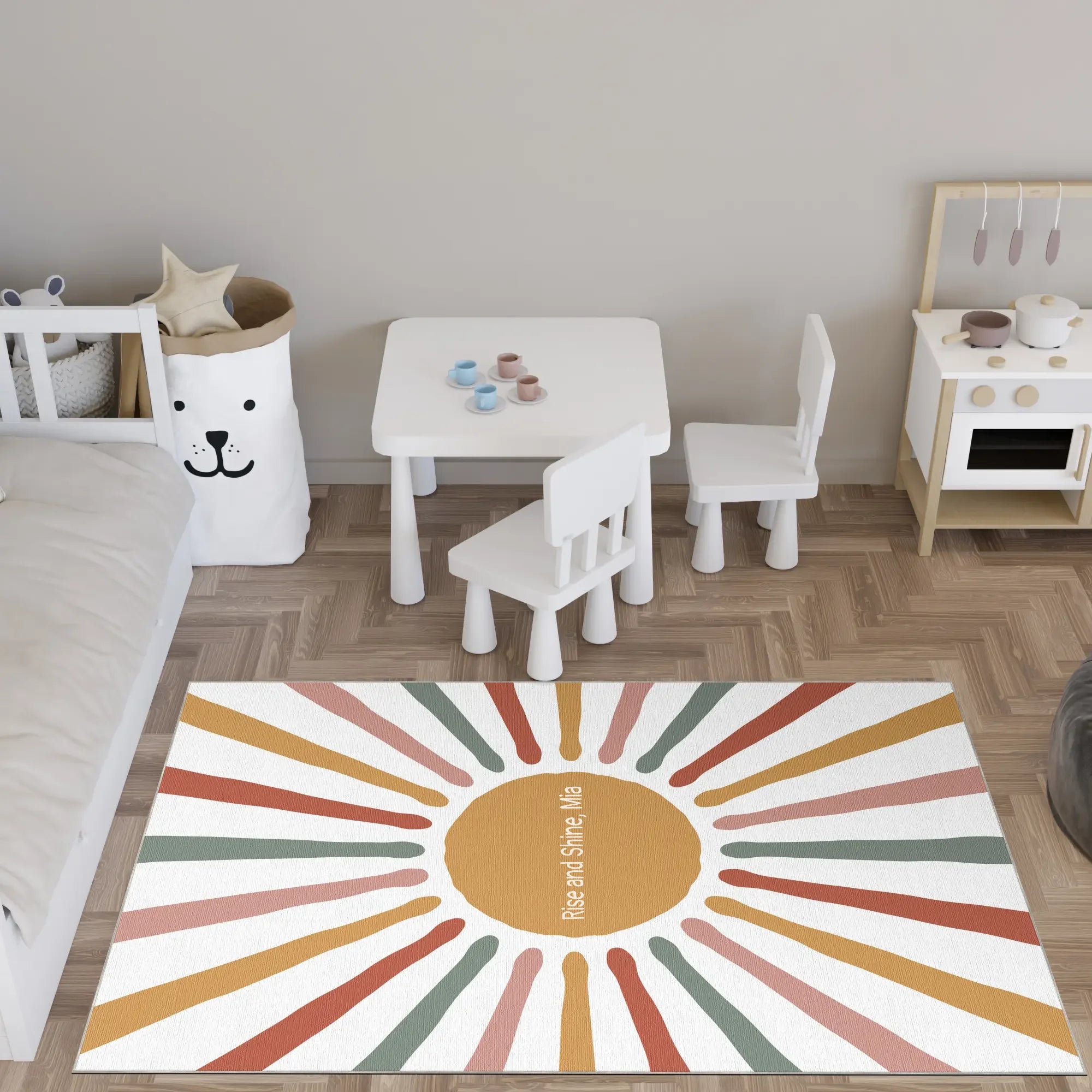 Retro Sunshine Burst | Customizable Rug
