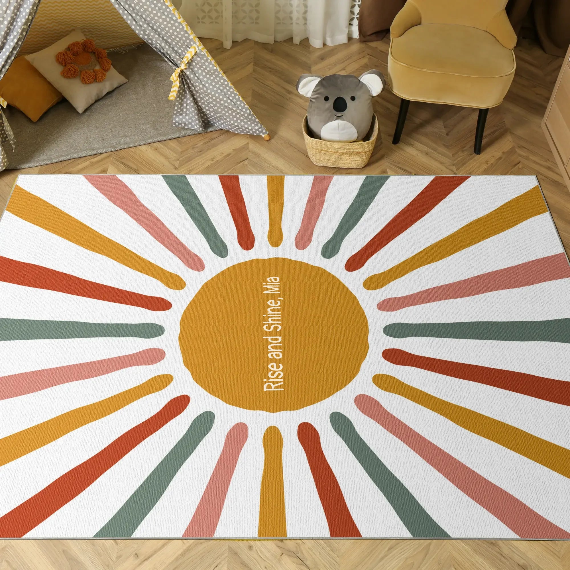 Retro Sunshine Burst | Customizable Rug