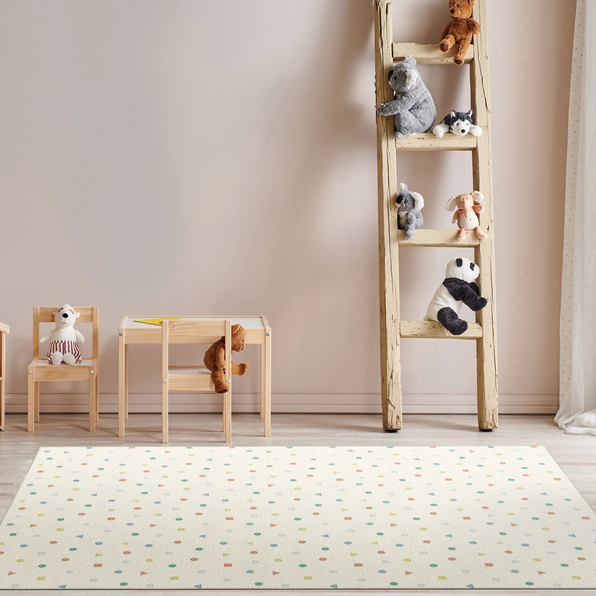Pastel Geometric Washable Nursery Rug
