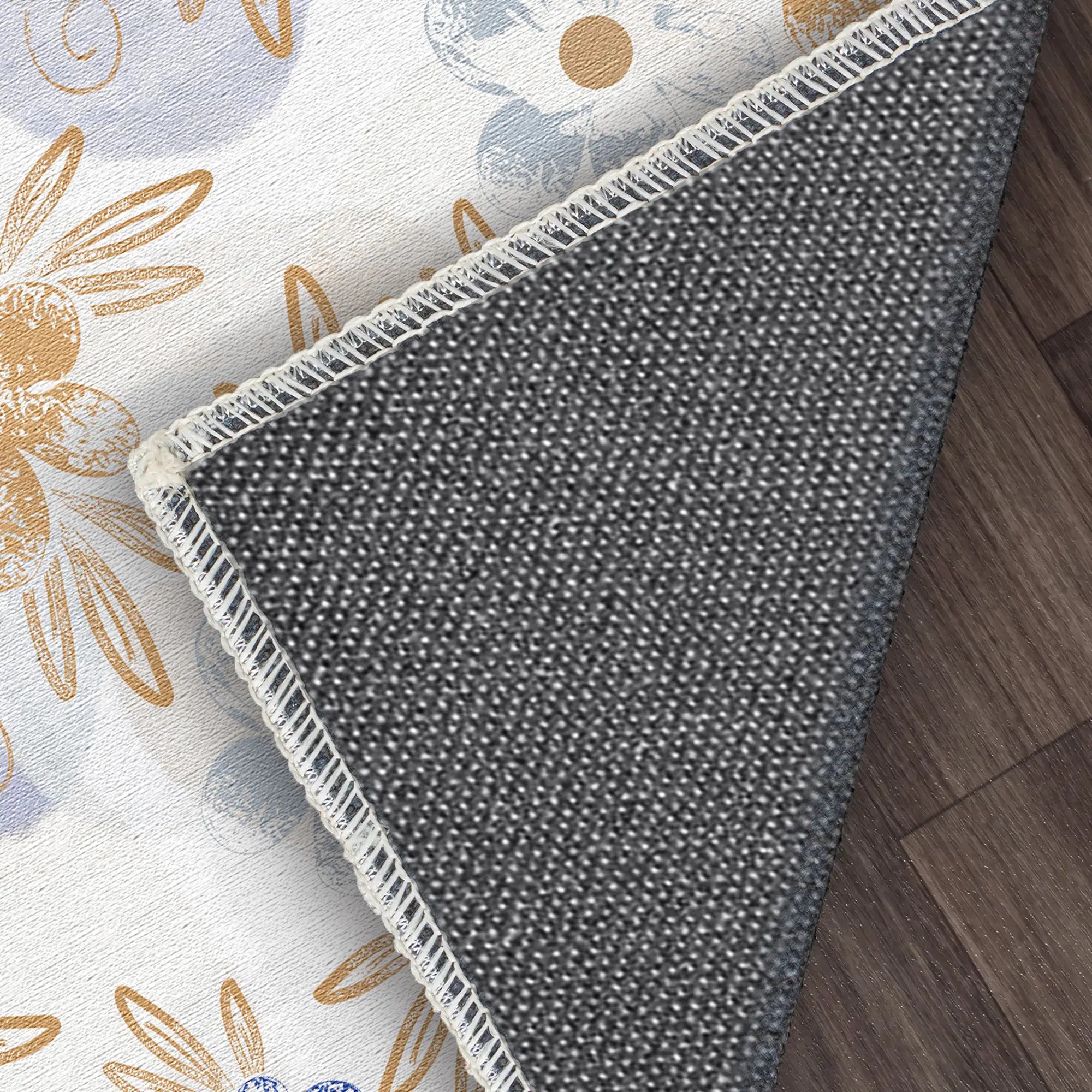 Bohemian Indigo & Ochre Sketch Floral Rug