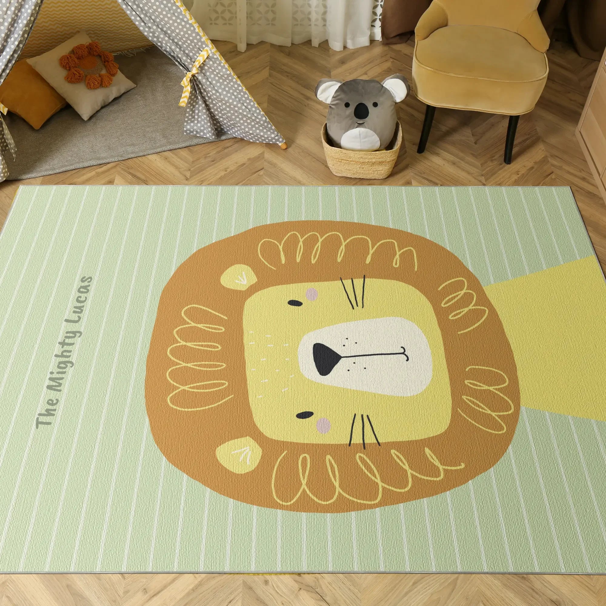 Mighty Lion Character Kids Rug | Customizable Rug