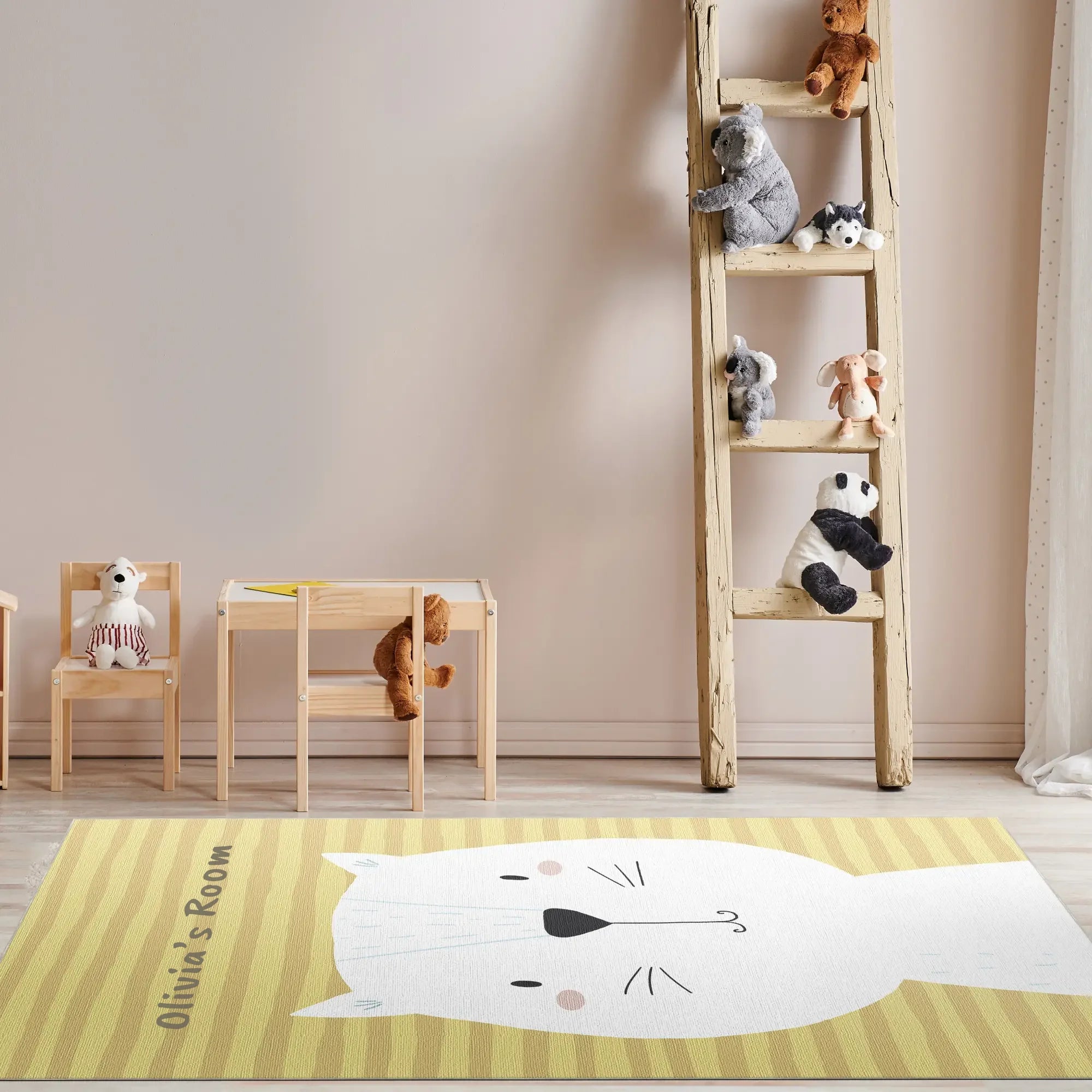 Customizable Cute Cat Character Kids Rug