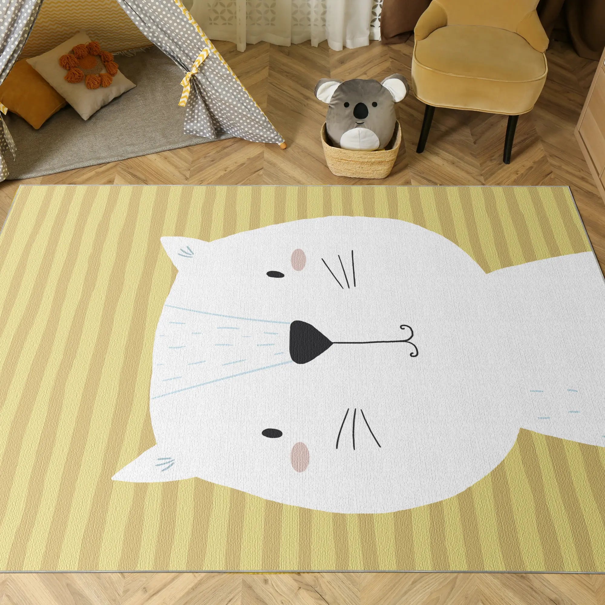 Floating Animal Balloons Kids Rug