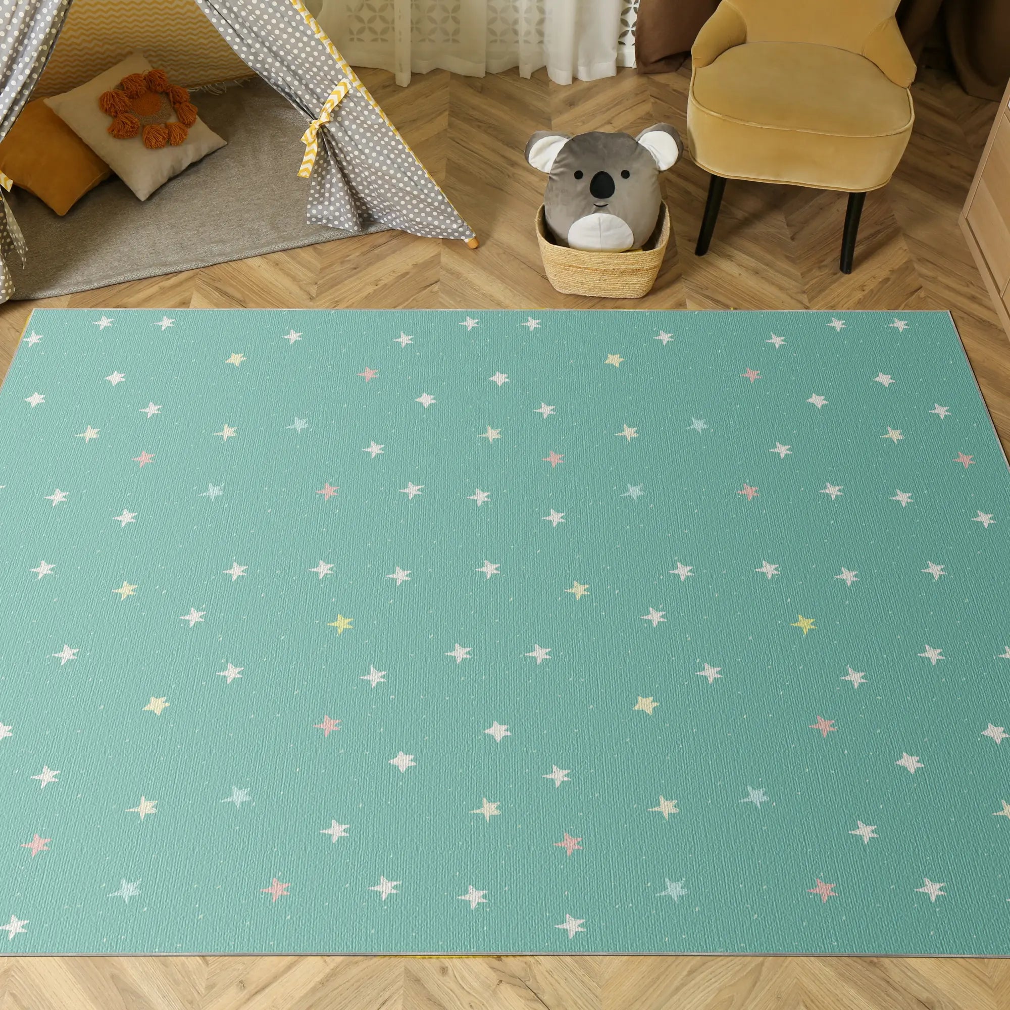 Retro Geometric Color Block Kids Rug