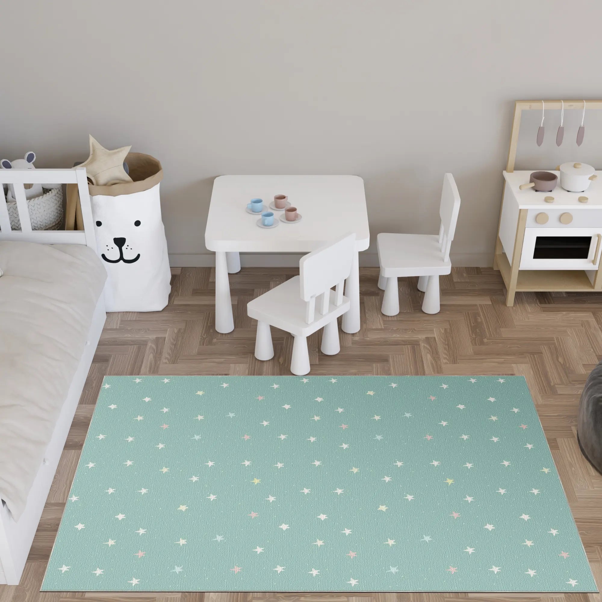 Retro Geometric Color Block Kids Rug