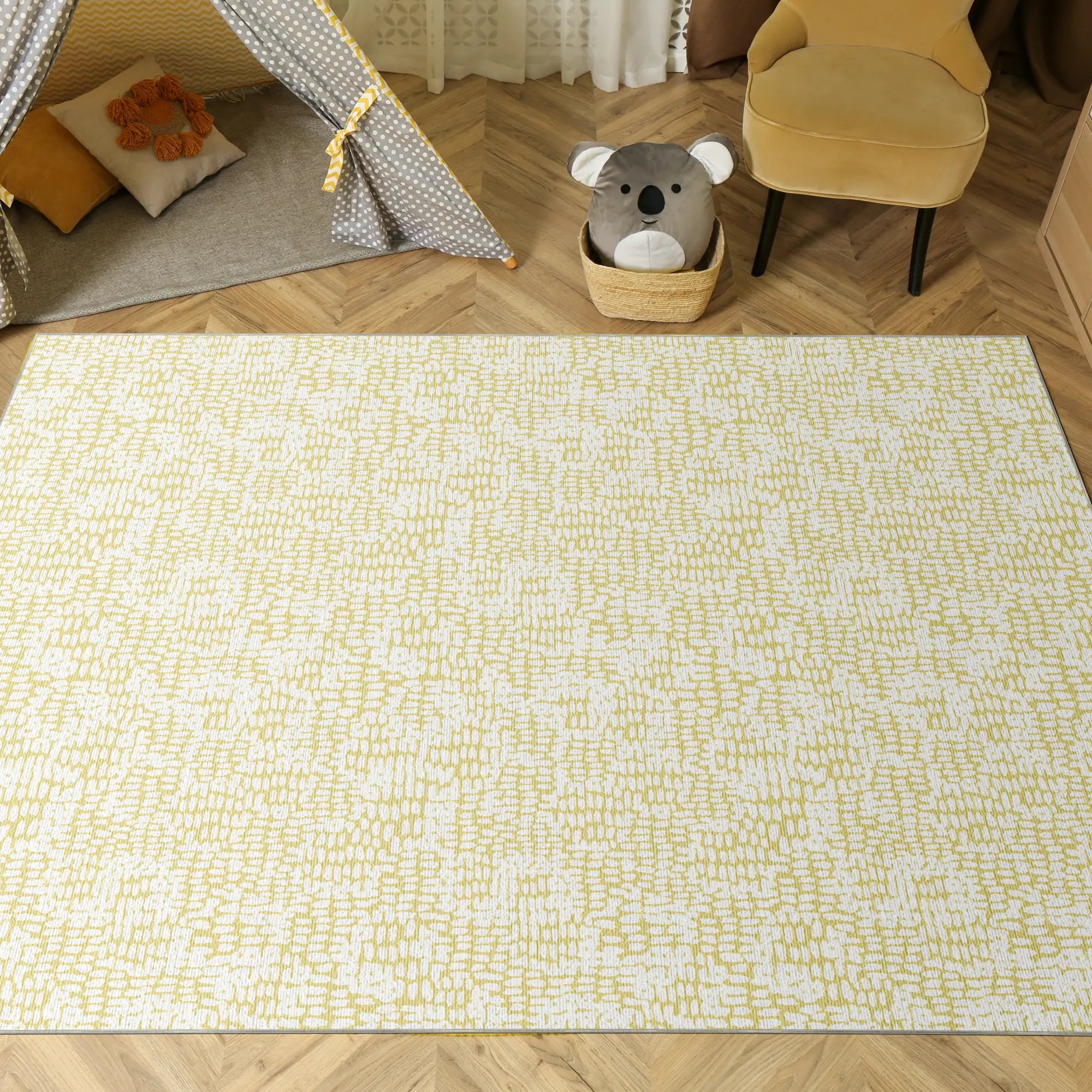 Soft Yellow Abstract Texture Accent Rug
