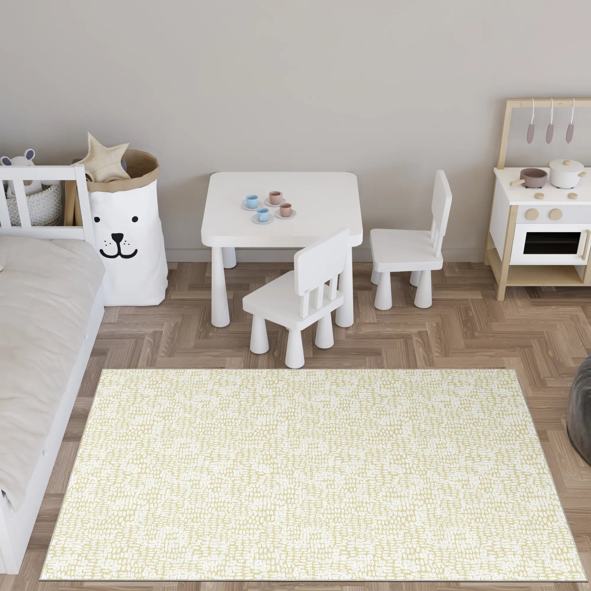 Soft Yellow Abstract Texture Accent Rug