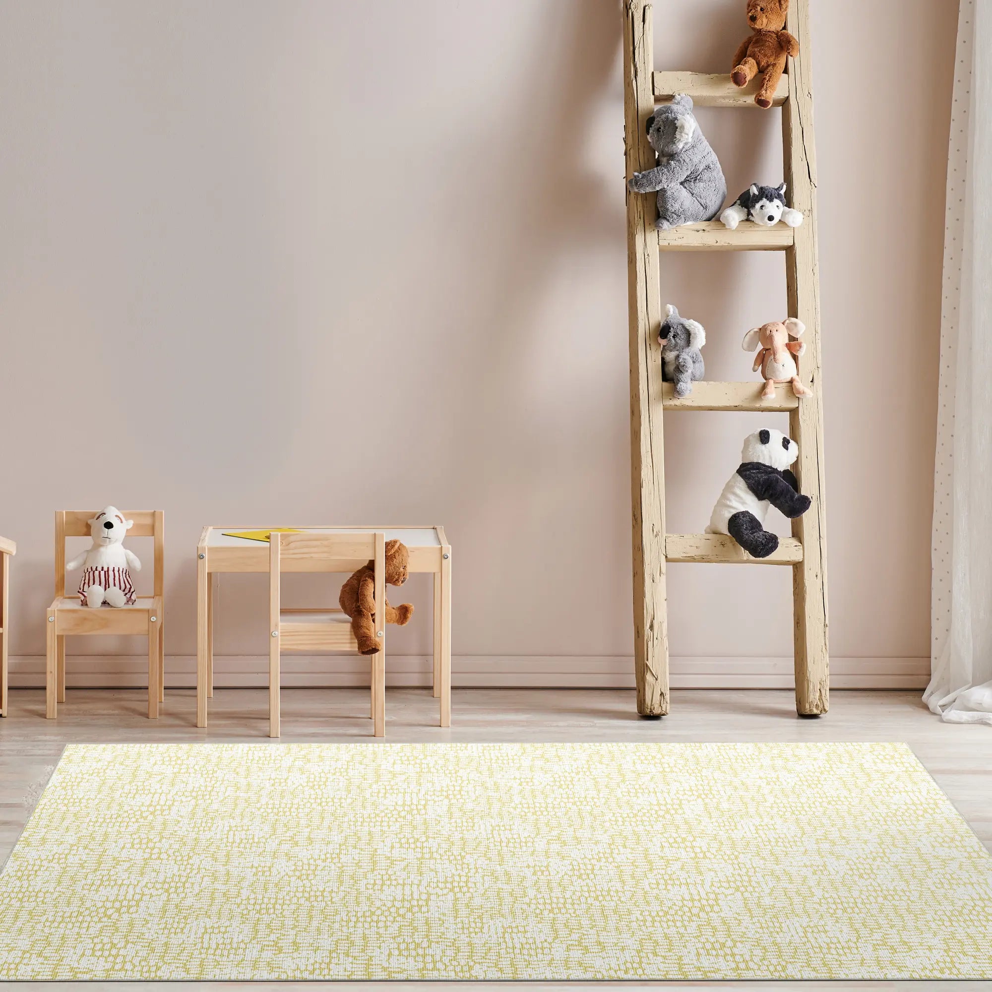 Soft Yellow Abstract Texture Accent Rug