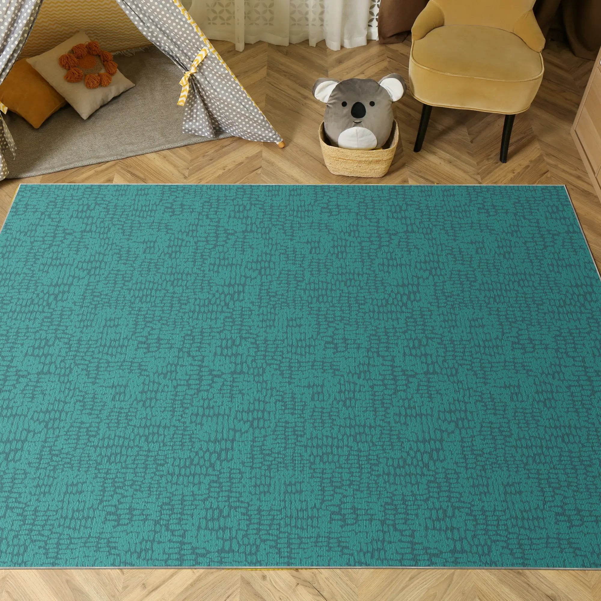 Soft Turquoise Abstract Texture Accent Rug