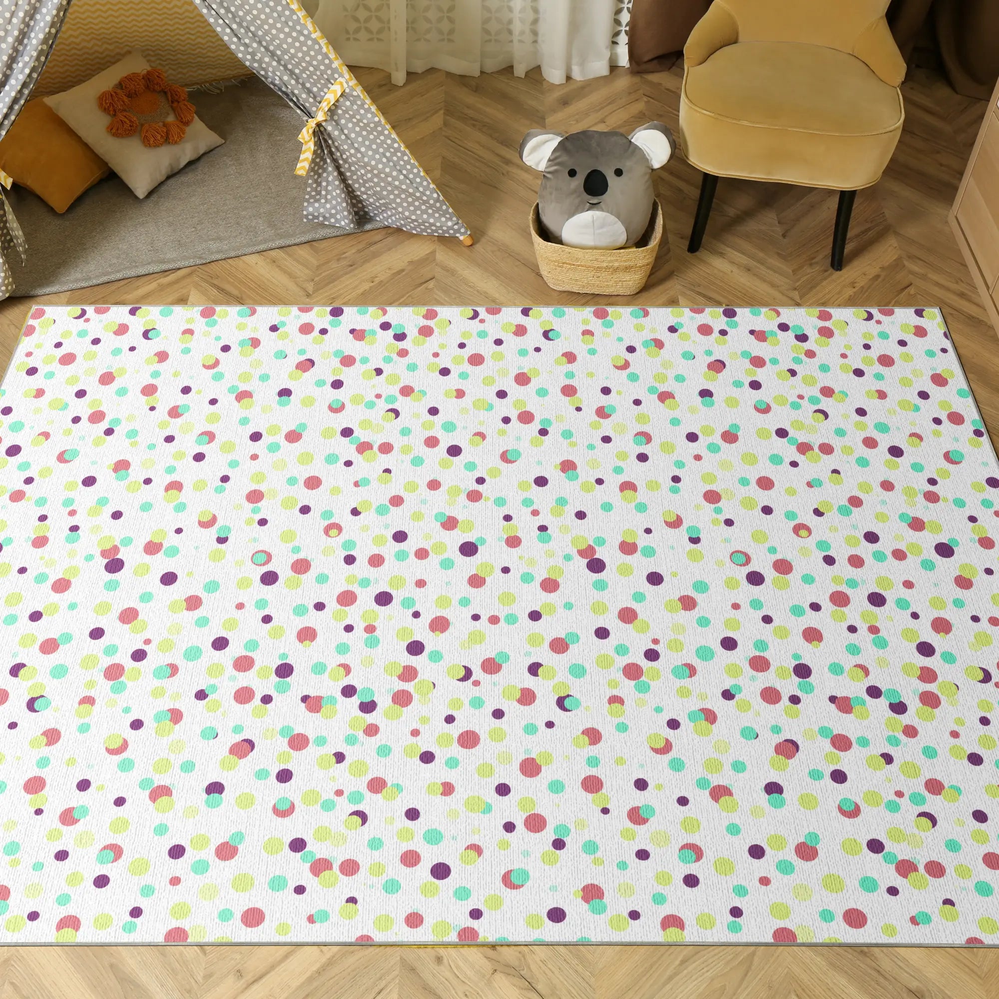 Colorful Confetti Polka Dot Accent Rug