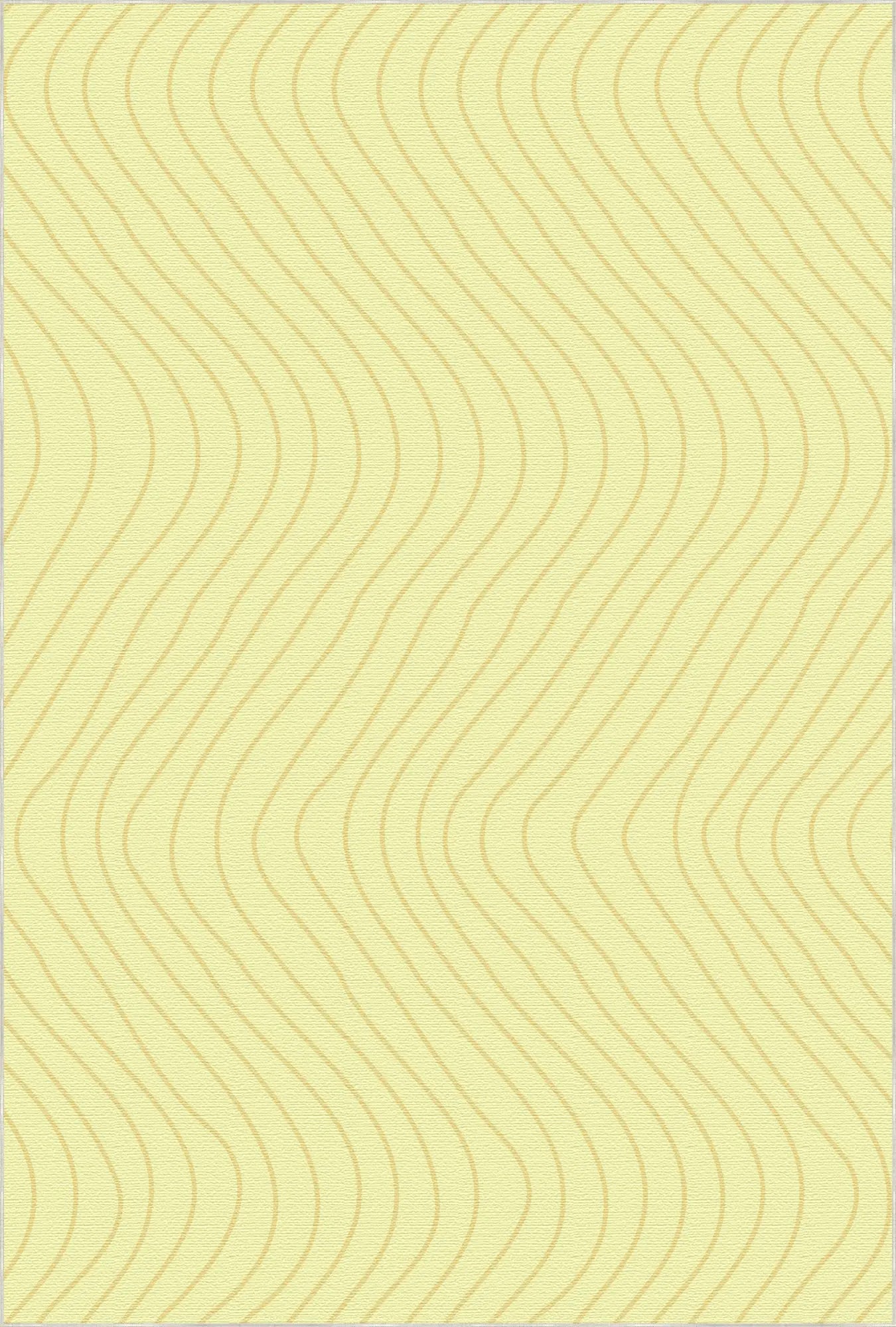 Soft Yellow Wavy Motion Accent Rug