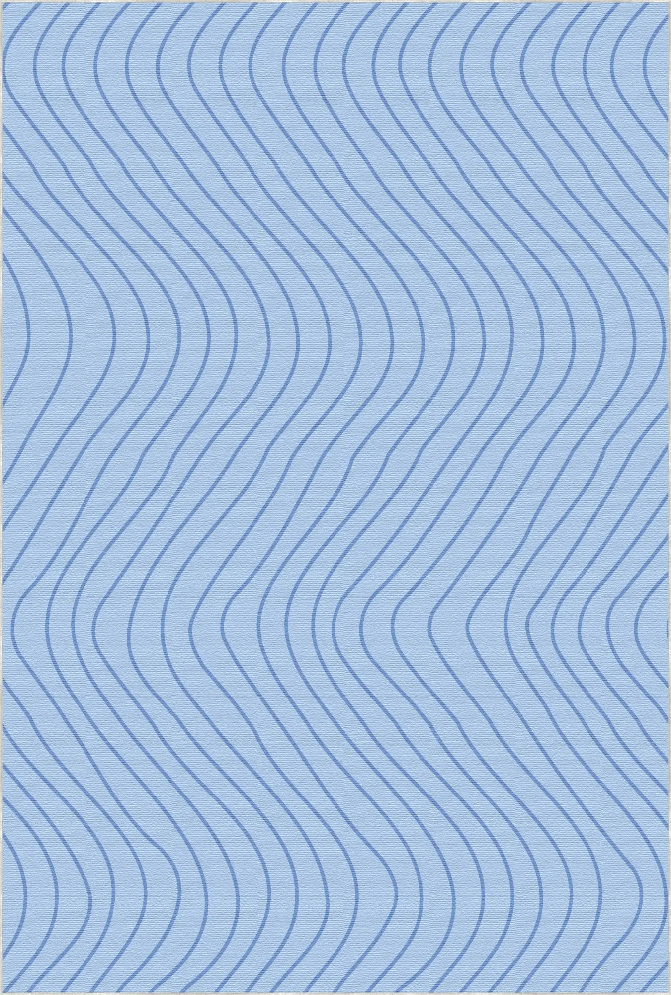 Soft Sky Blue Wavy Motion Accent Rug