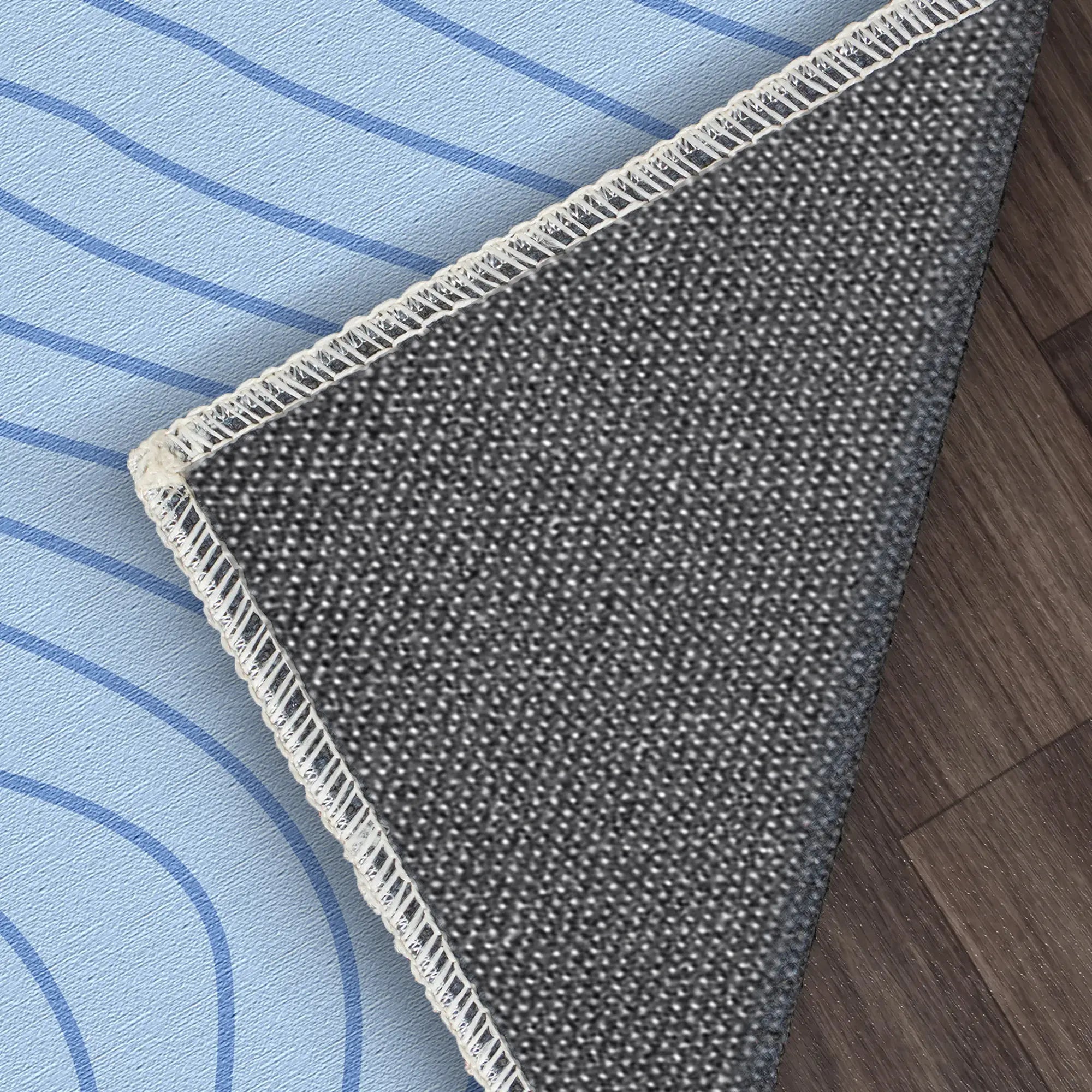 Soft Sky Blue Wavy Motion Accent Rug