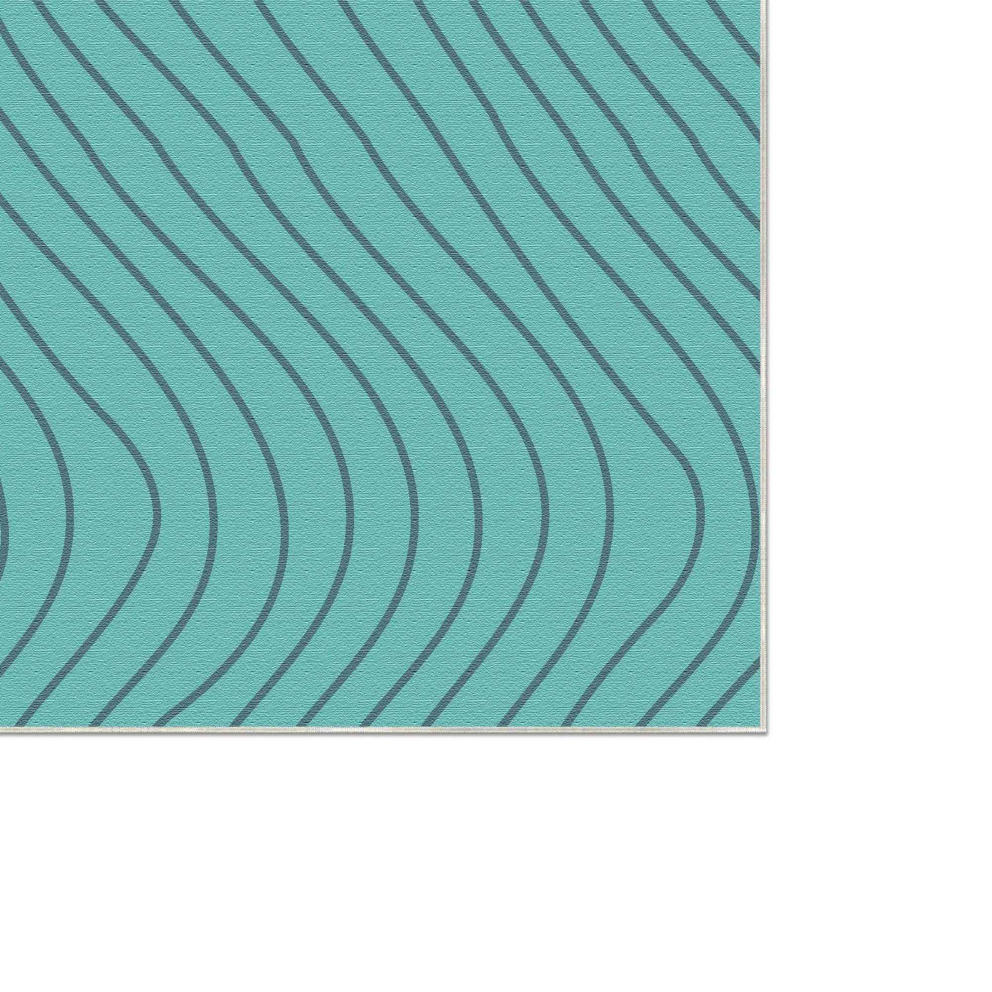 Soft Turquoise Wavy Motion Accent Rug
