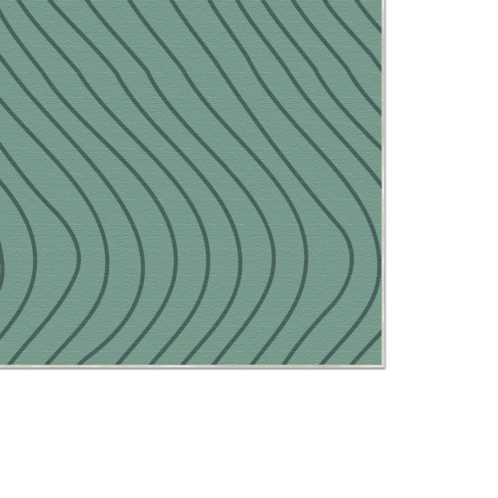 Soft Sage Green Wavy Motion Accent Rug