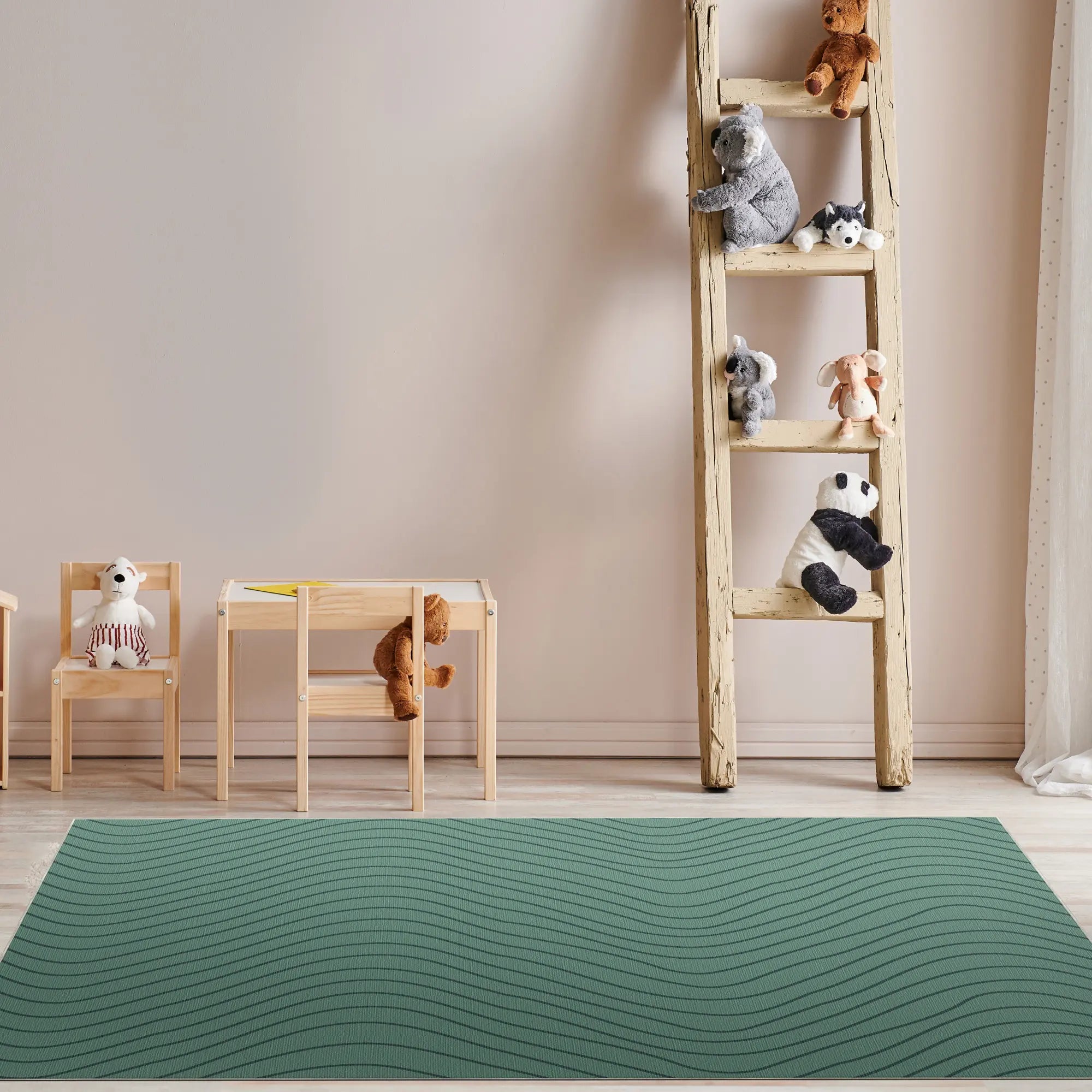 Soft Sage Green Wavy Motion Accent Rug