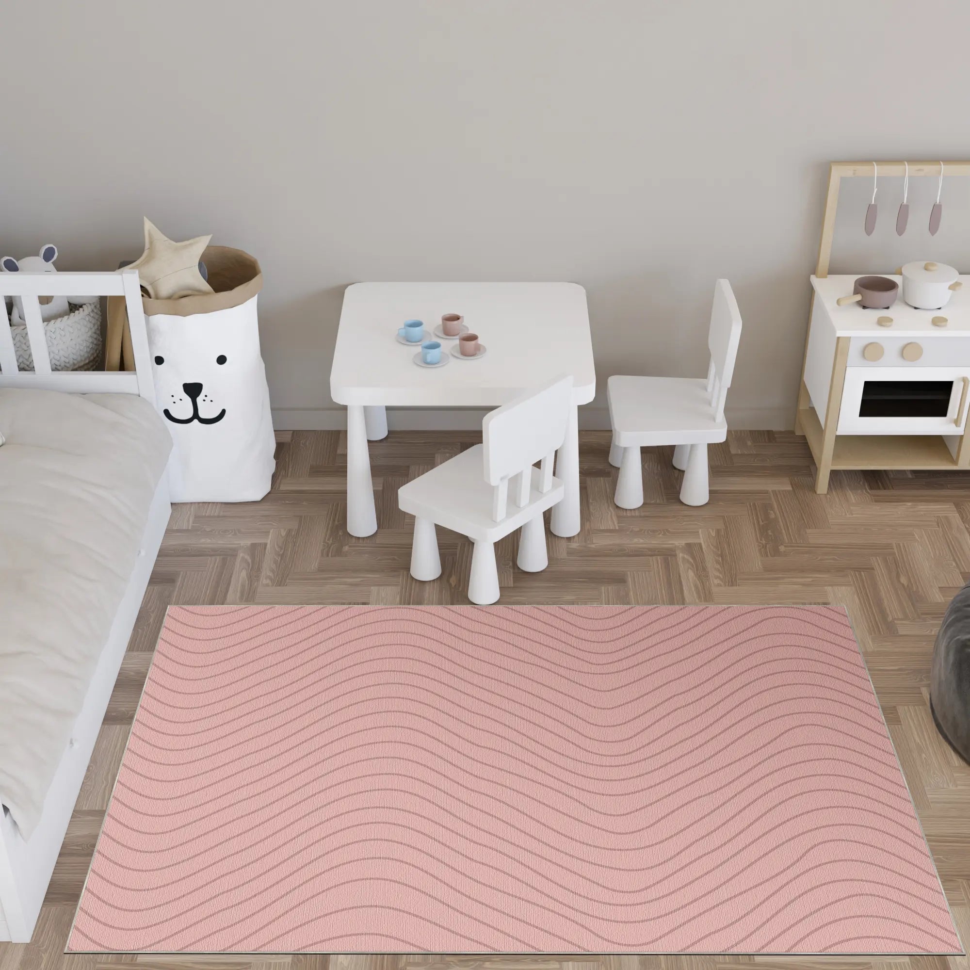Soft Pink Wavy Motion Accent Rug