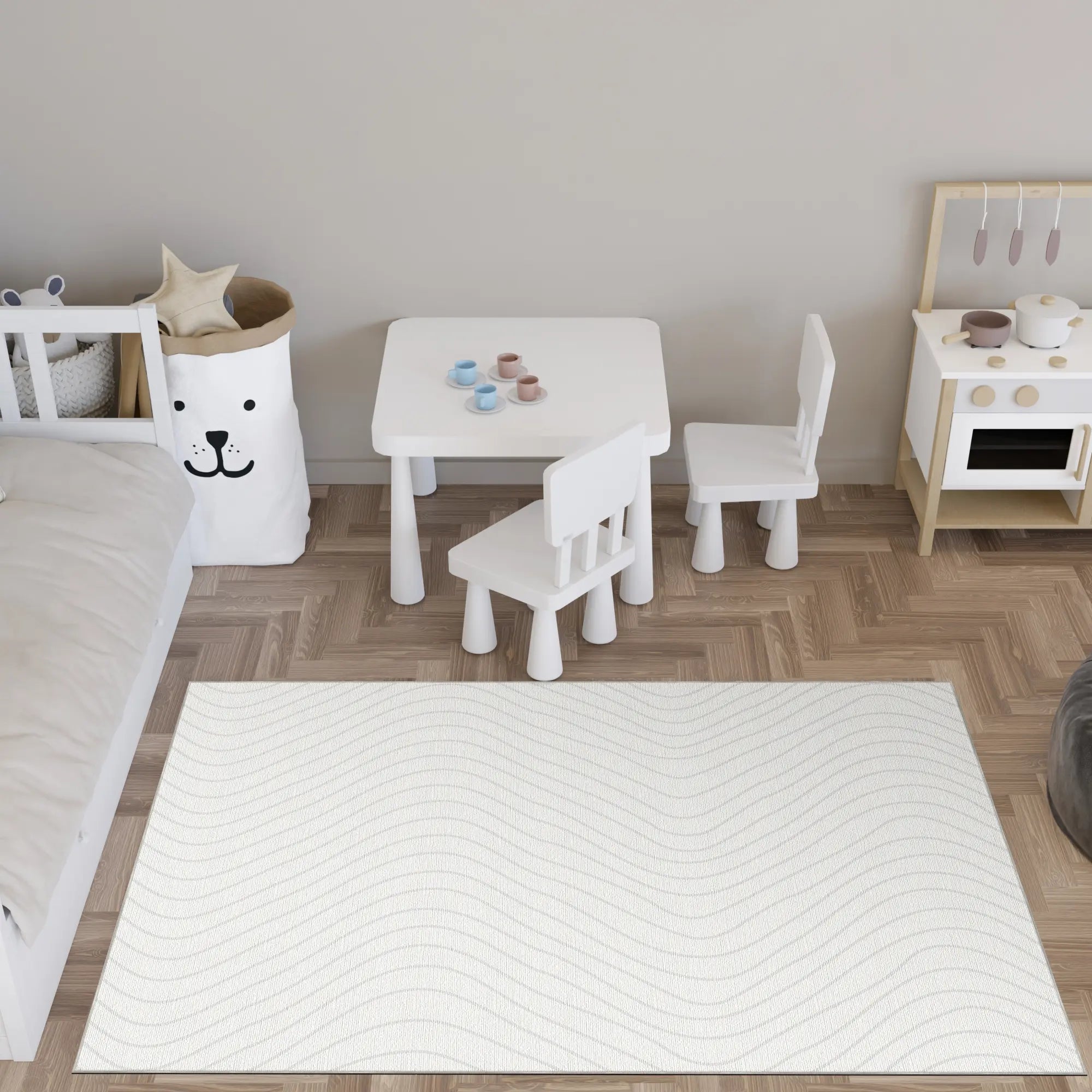 Soft Grey Wavy Motion Accent Rug