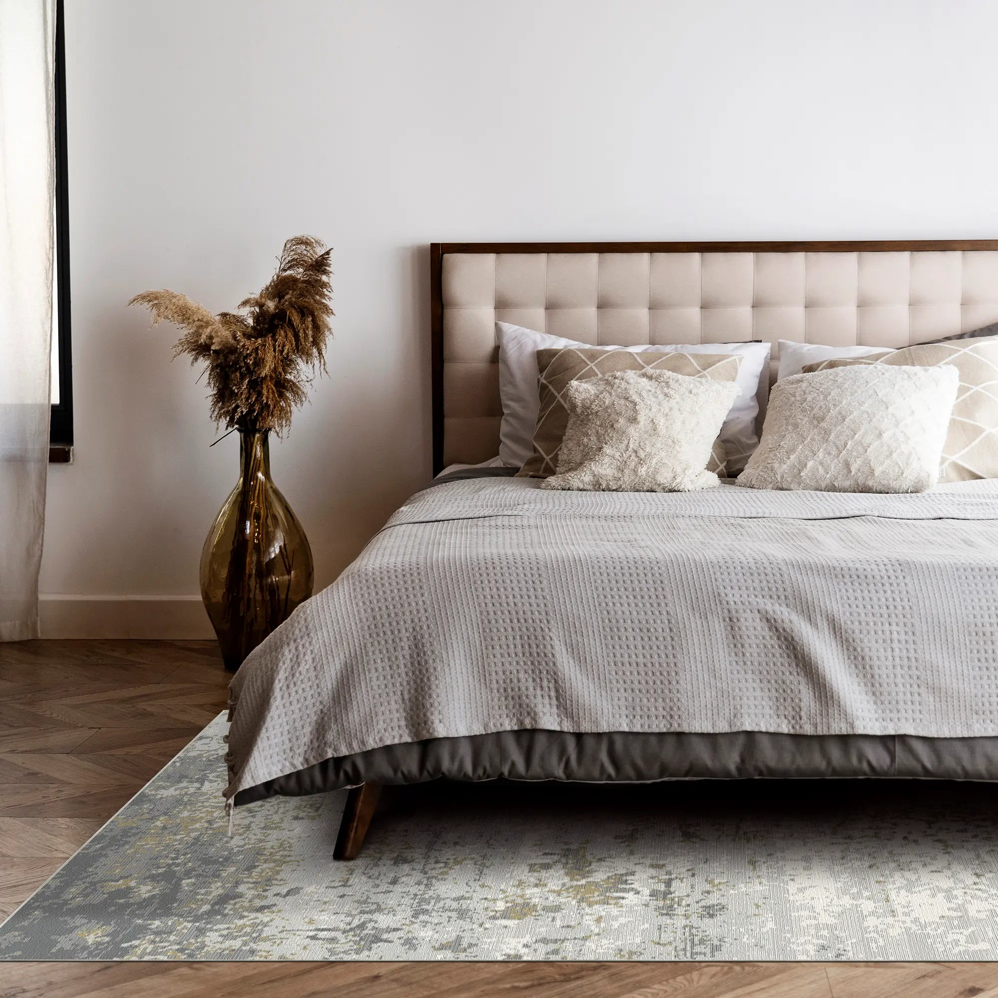 Graphite Patina Distressed Abstract Rug
