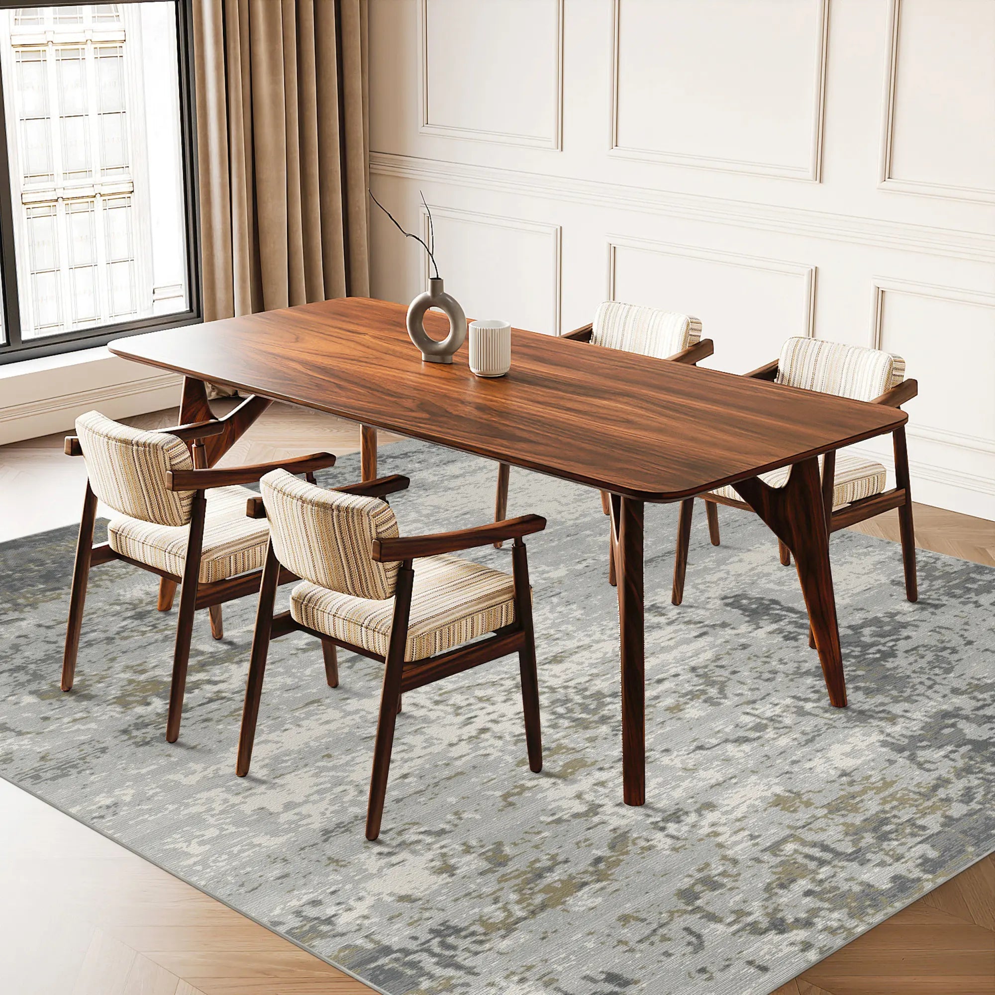 Graphite Patina Distressed Abstract Rug