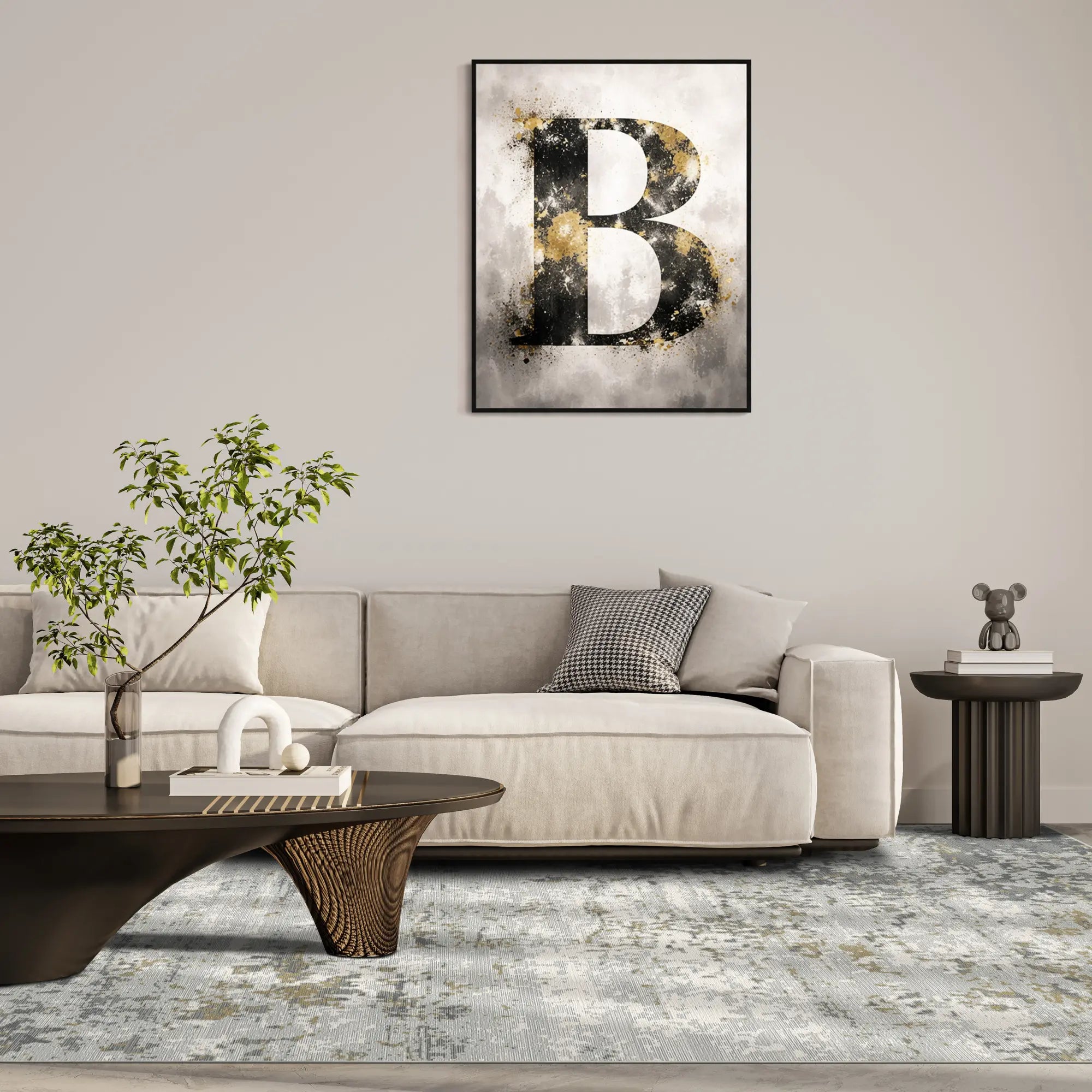 Graphite Patina Distressed Abstract Rug