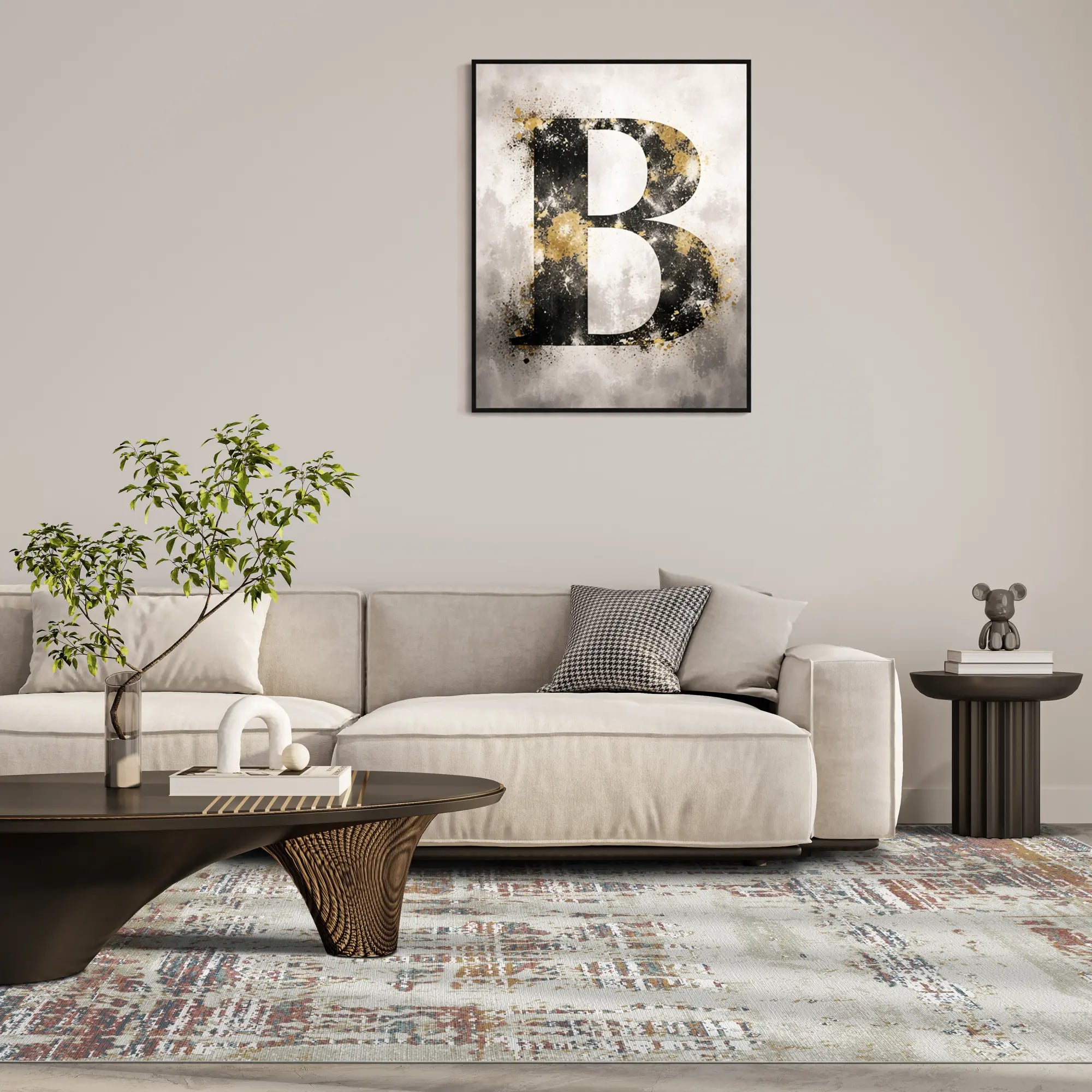 Copper Stream Distressed Abstract Rug