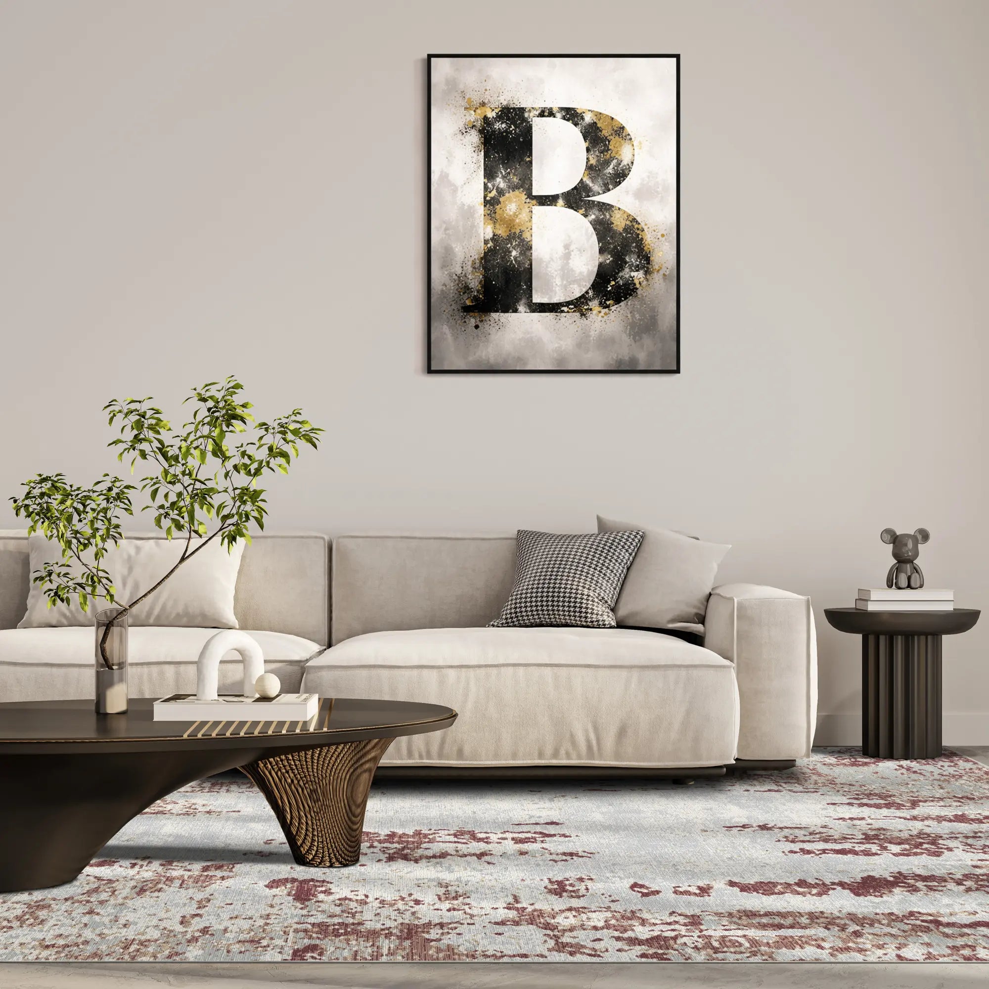 Crimson Drift Distressed Abstract Rug