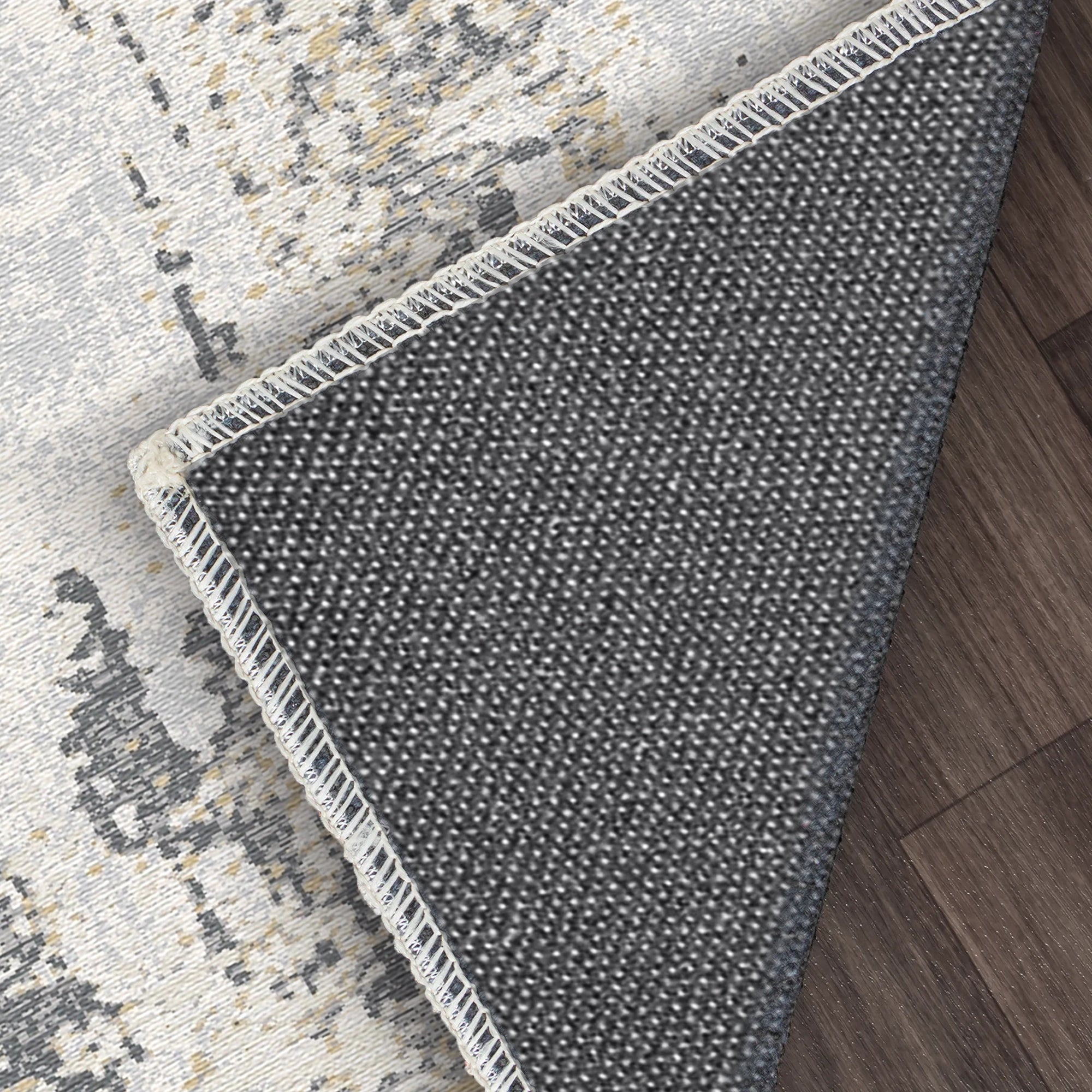 Silver Mist Distressed Abstract Rug