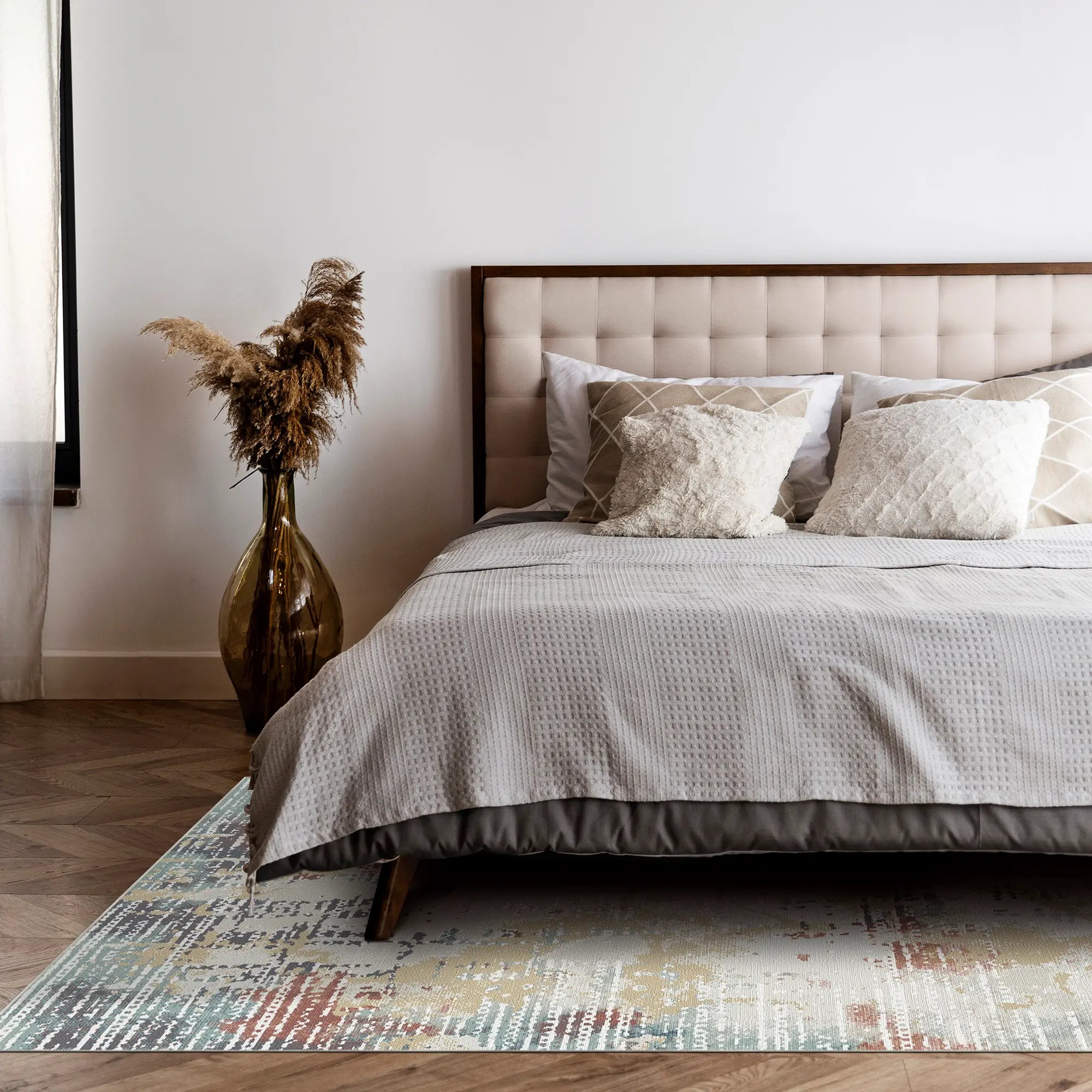 Amber Horizon Industrial Abstract Rug