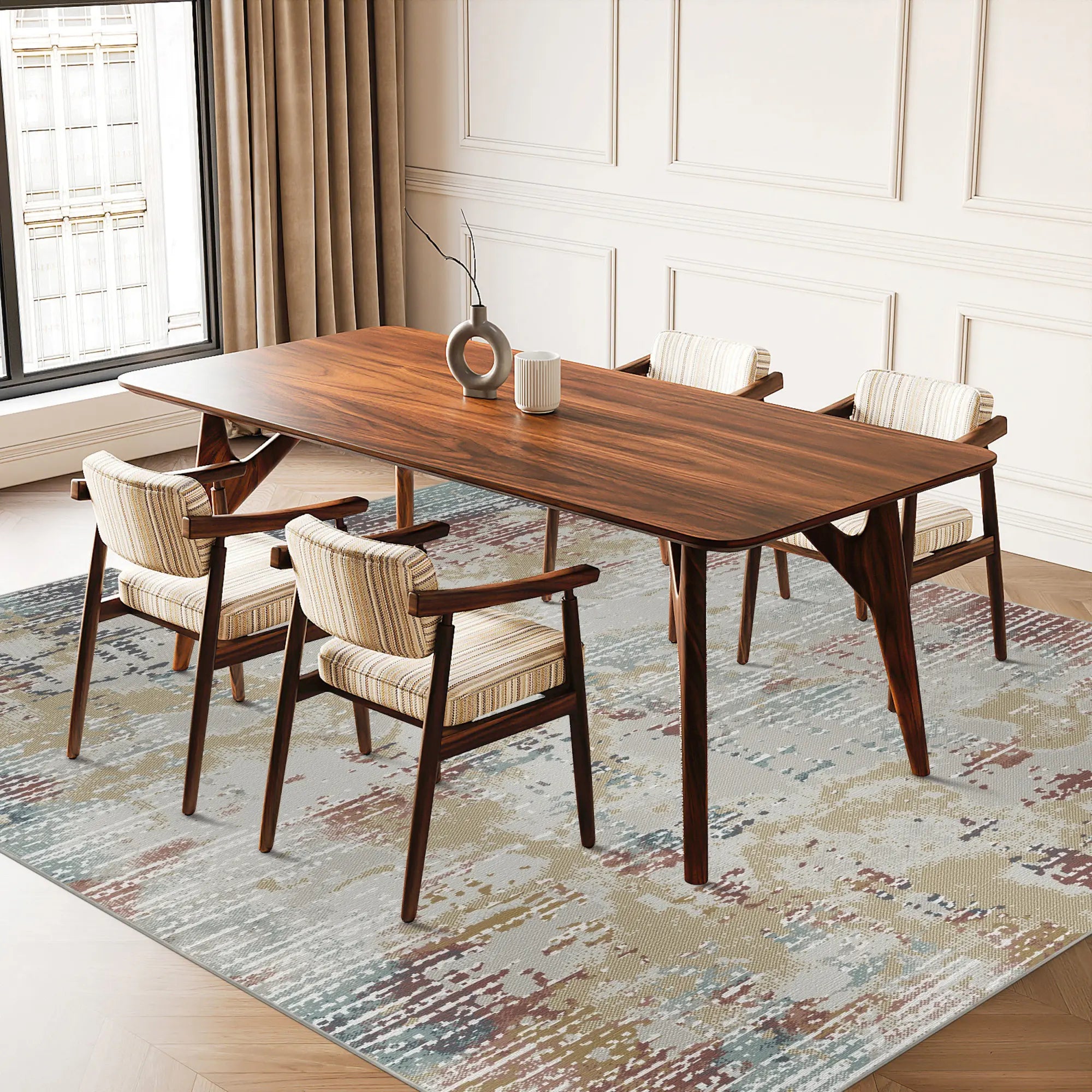 Amber Horizon Industrial Abstract Rug