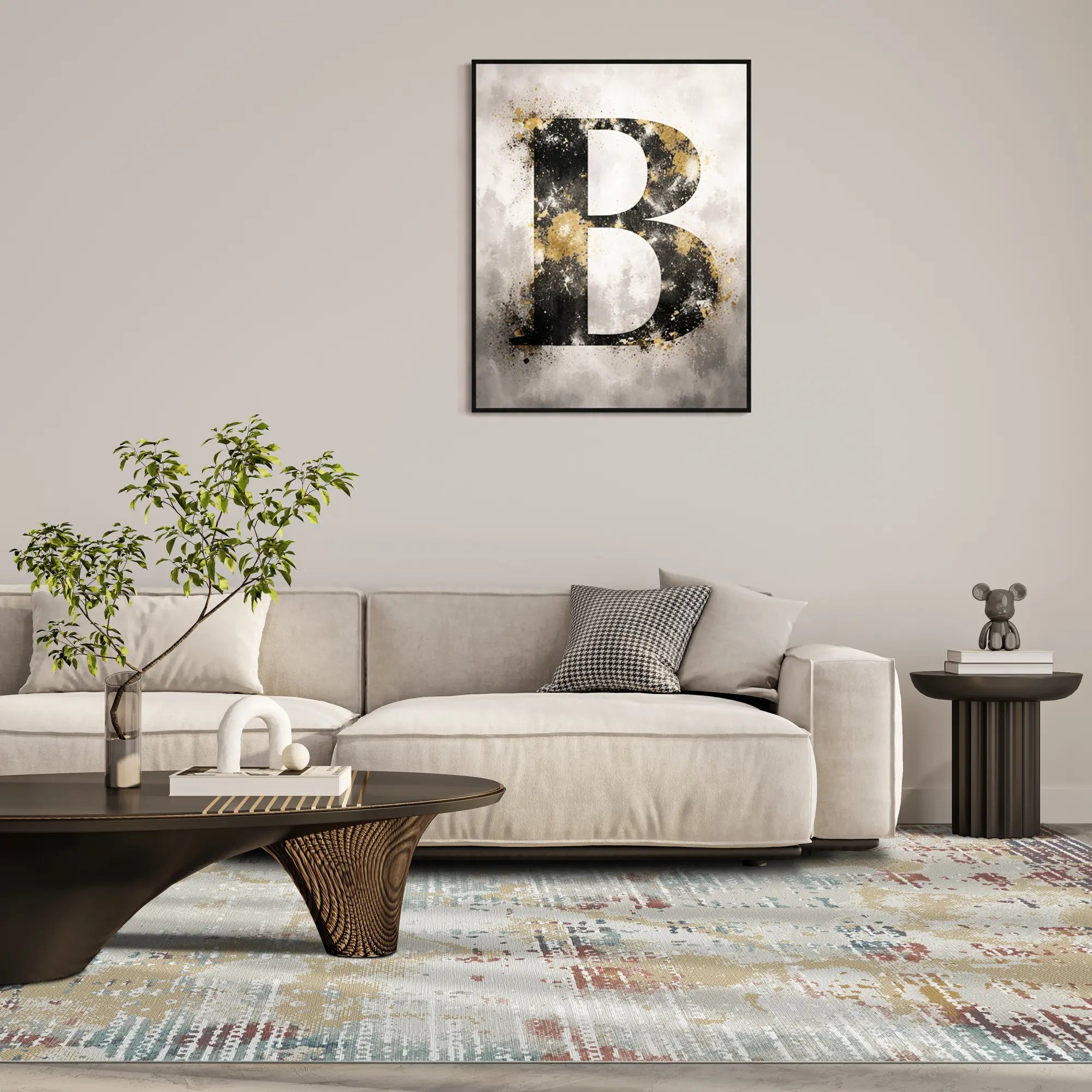 Amber Horizon Industrial Abstract Rug