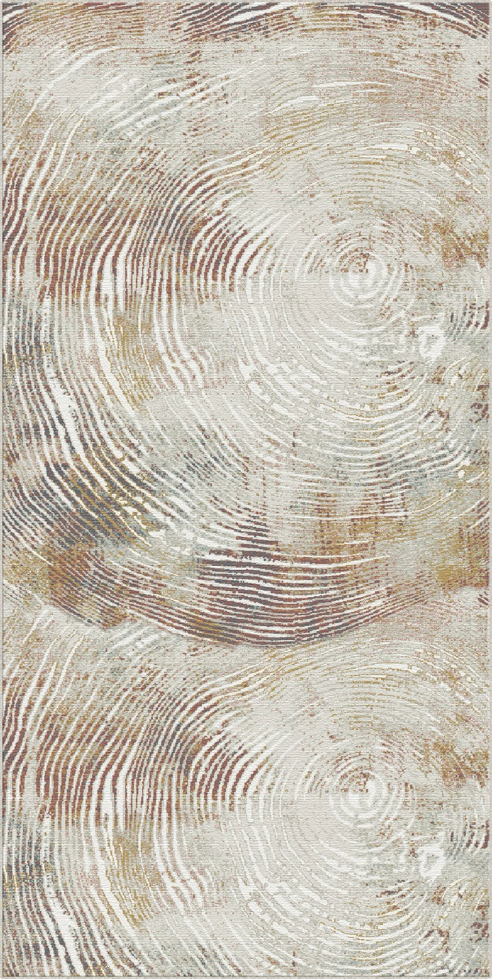 Ochre Annual Ring Organic Abstract Rug