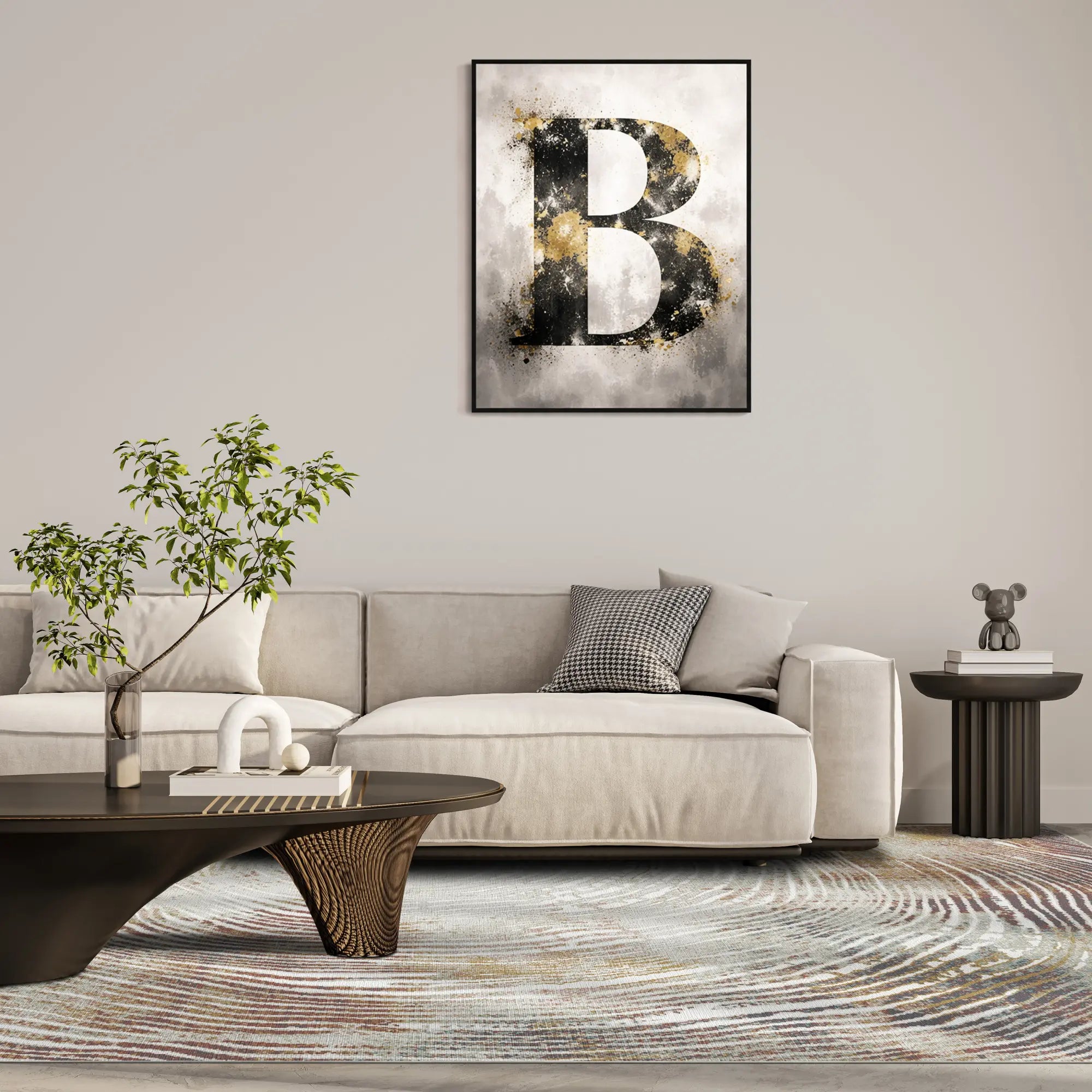 Ochre Annual Ring Organic Abstract Rug