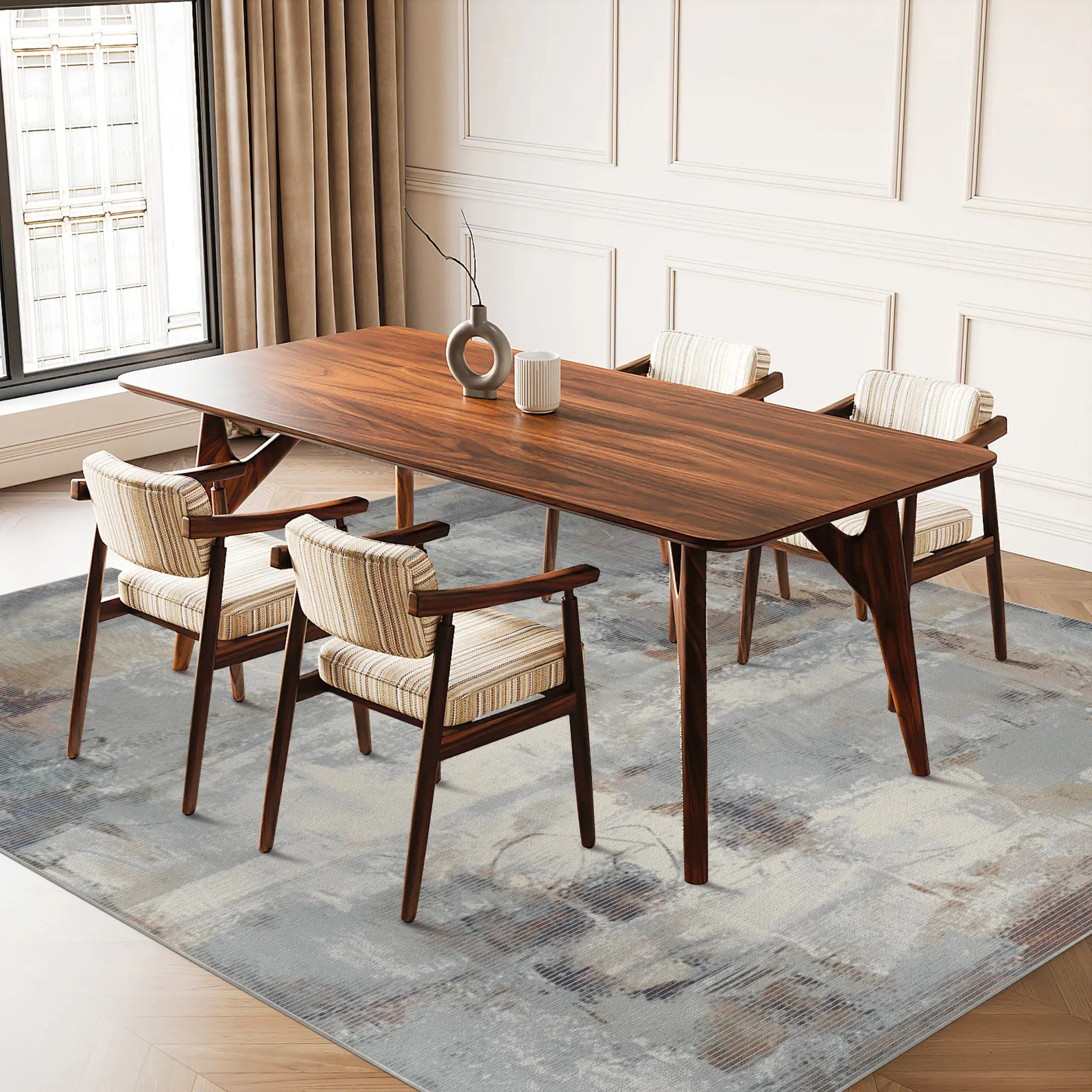 Atmospheric Horizon Distressed Abstract Rug