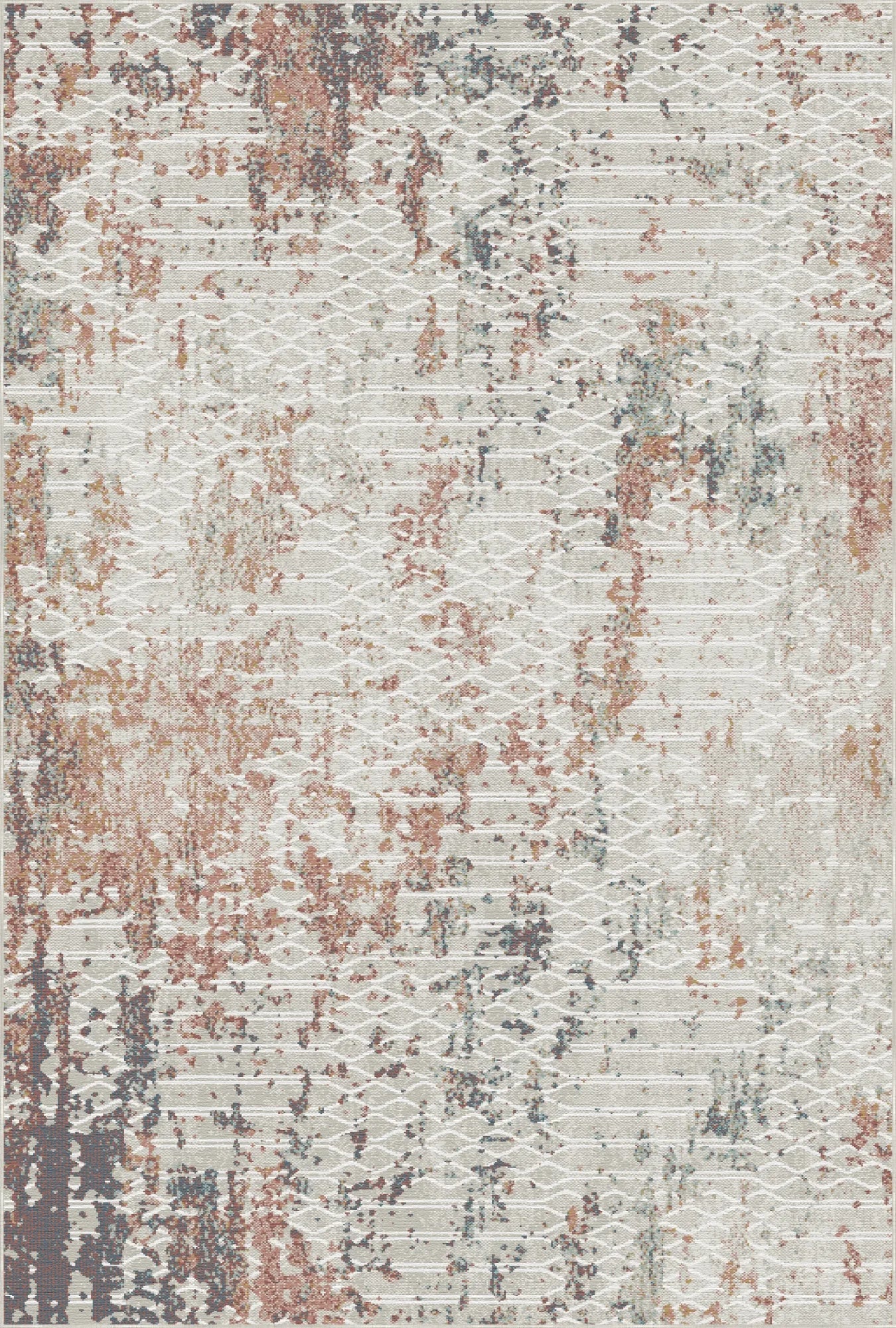 Rust Lattice Industrial Abstract Rug