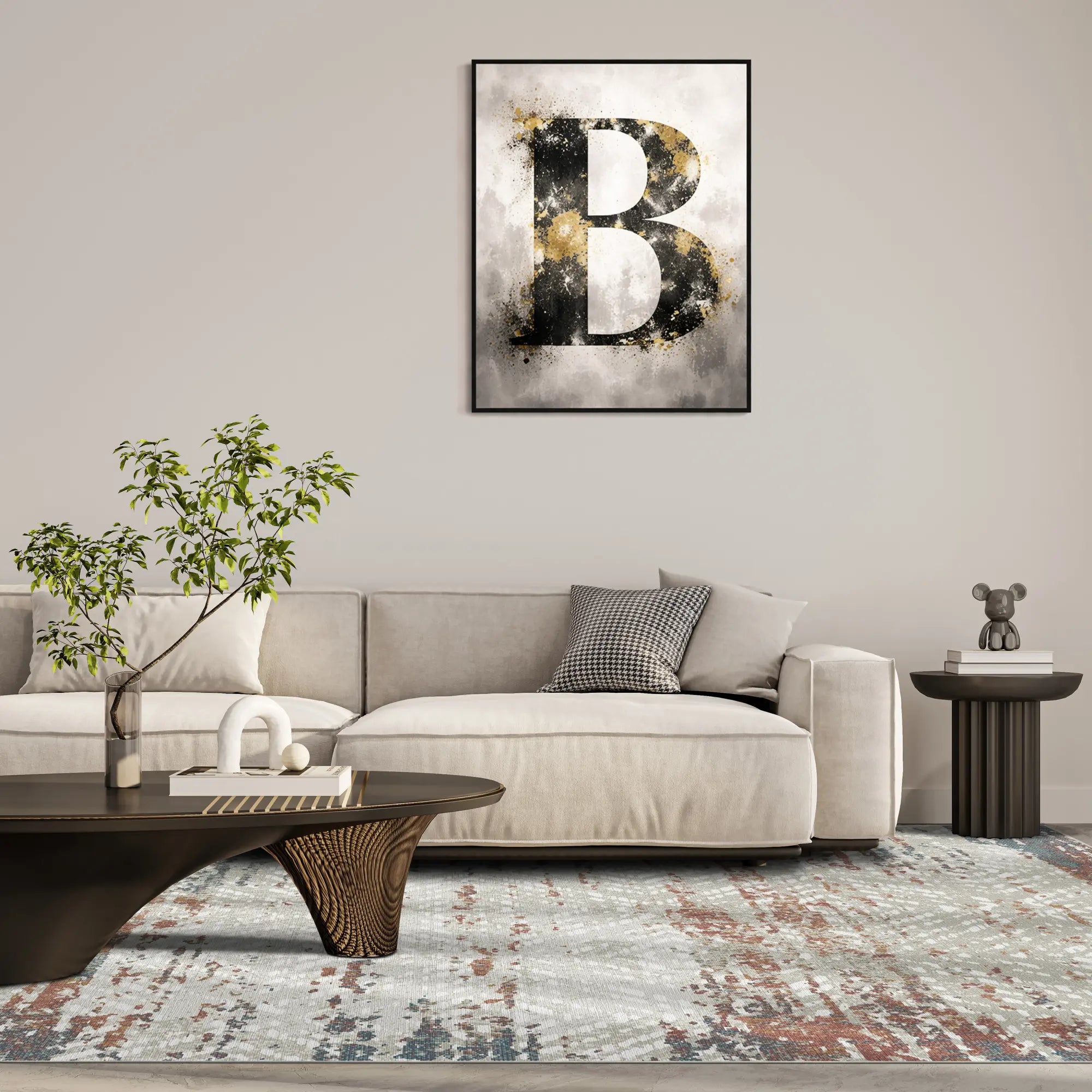 Eroded Tribal Lattice Abstract Rug