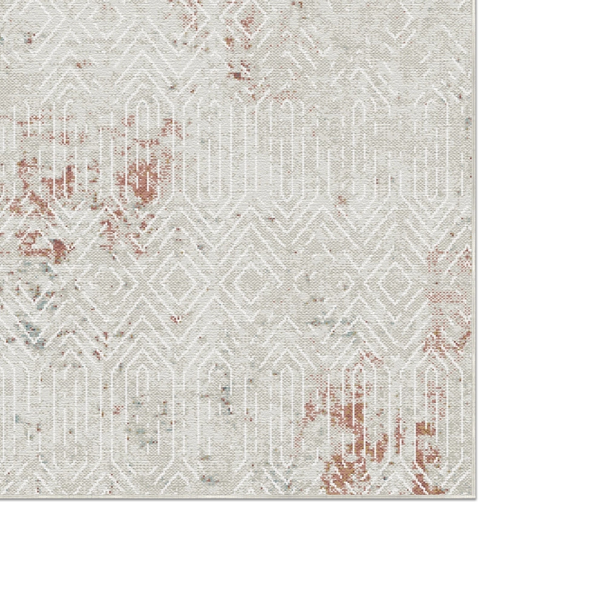 Ethereal Lattice Distressed Abstract Rug