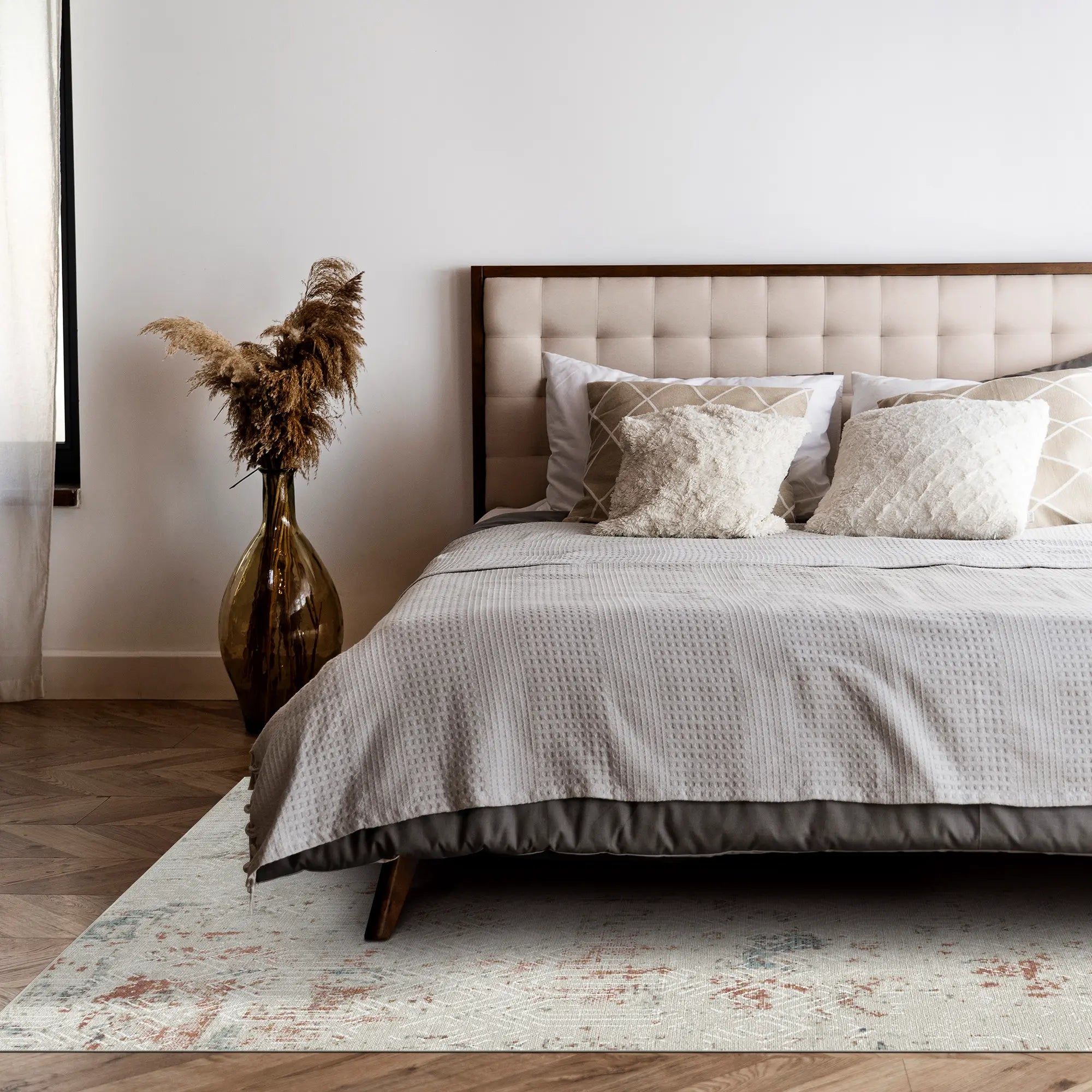 Ethereal Lattice Distressed Abstract Rug