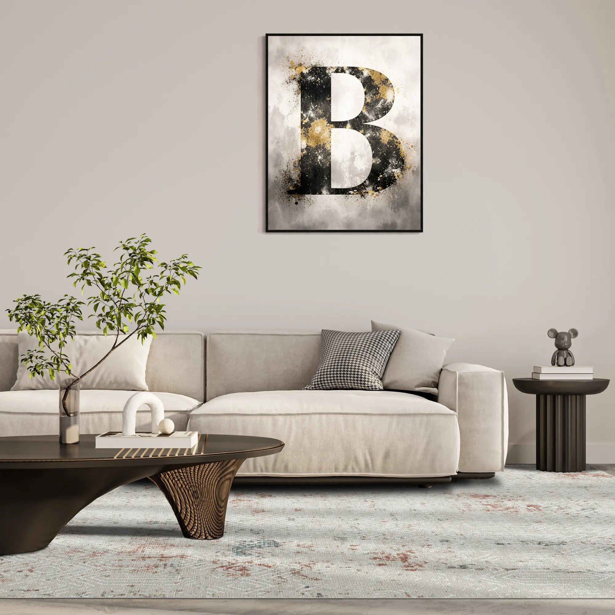 Ethereal Lattice Distressed Abstract Rug