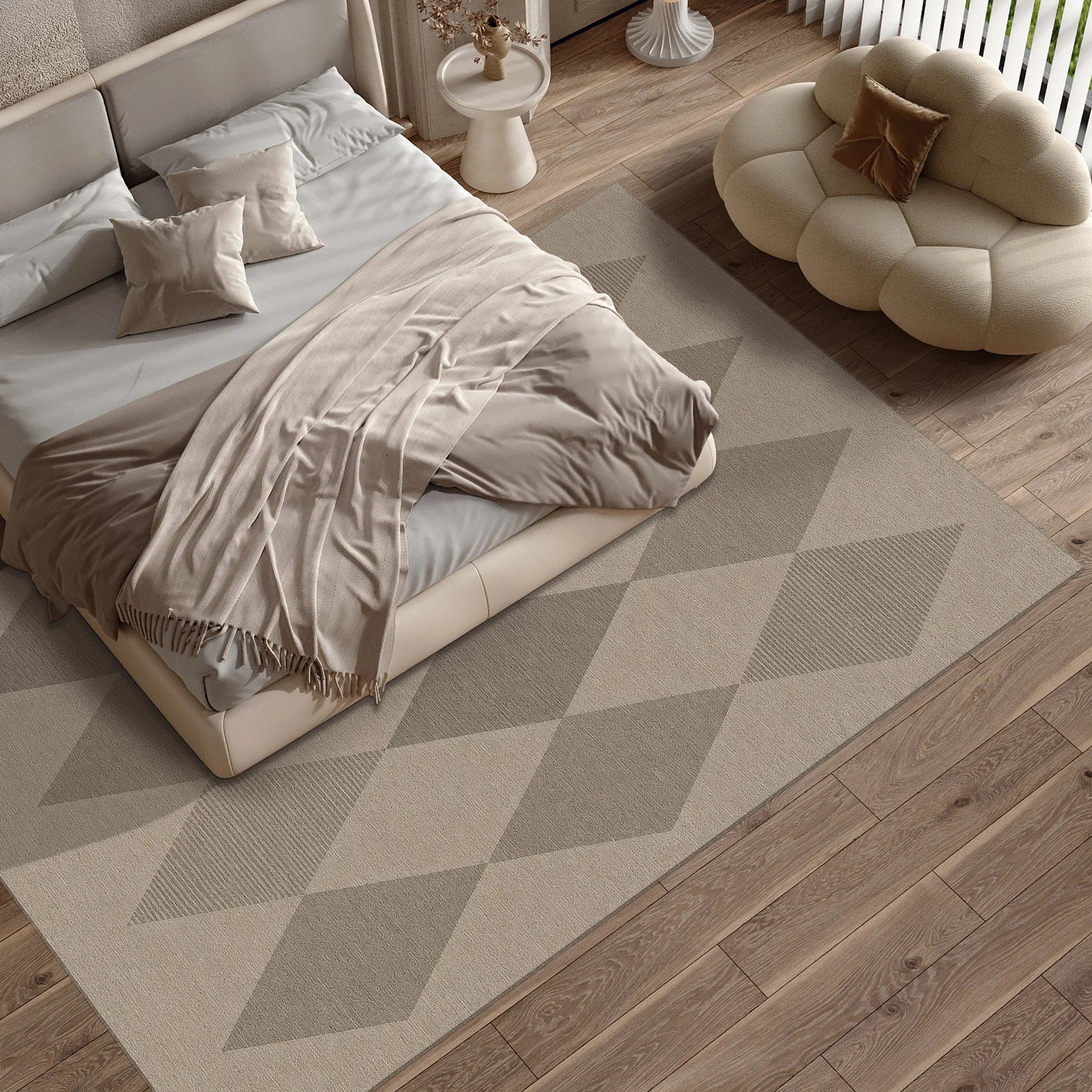Striped Diamond Jute-Look Rug