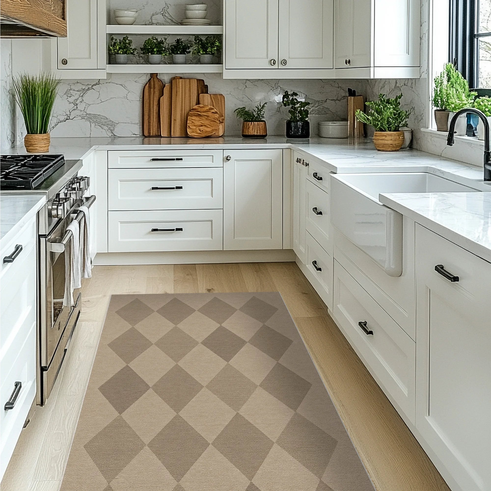 Striped Diamond Jute-Look Rug