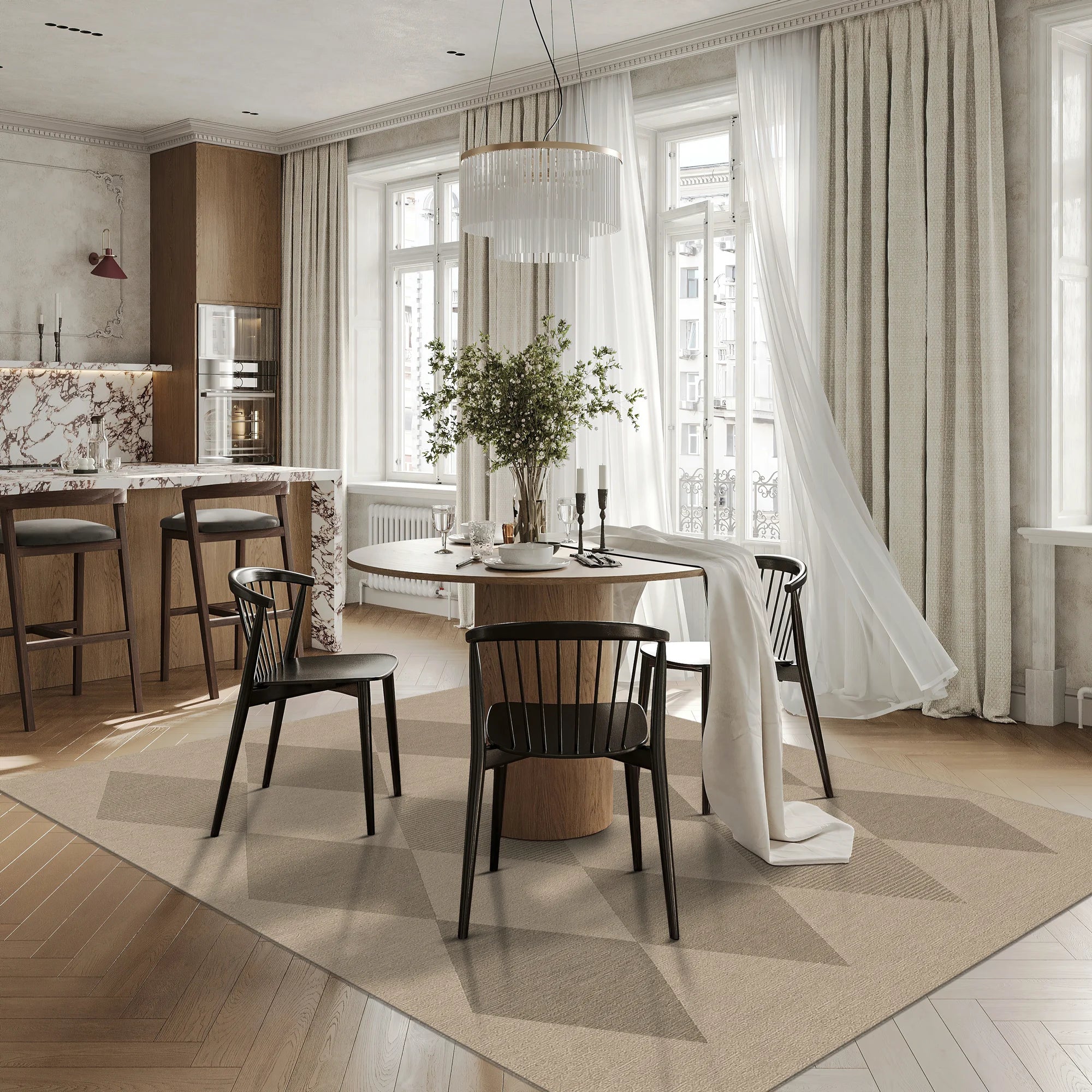 Striped Diamond Jute-Look Rug