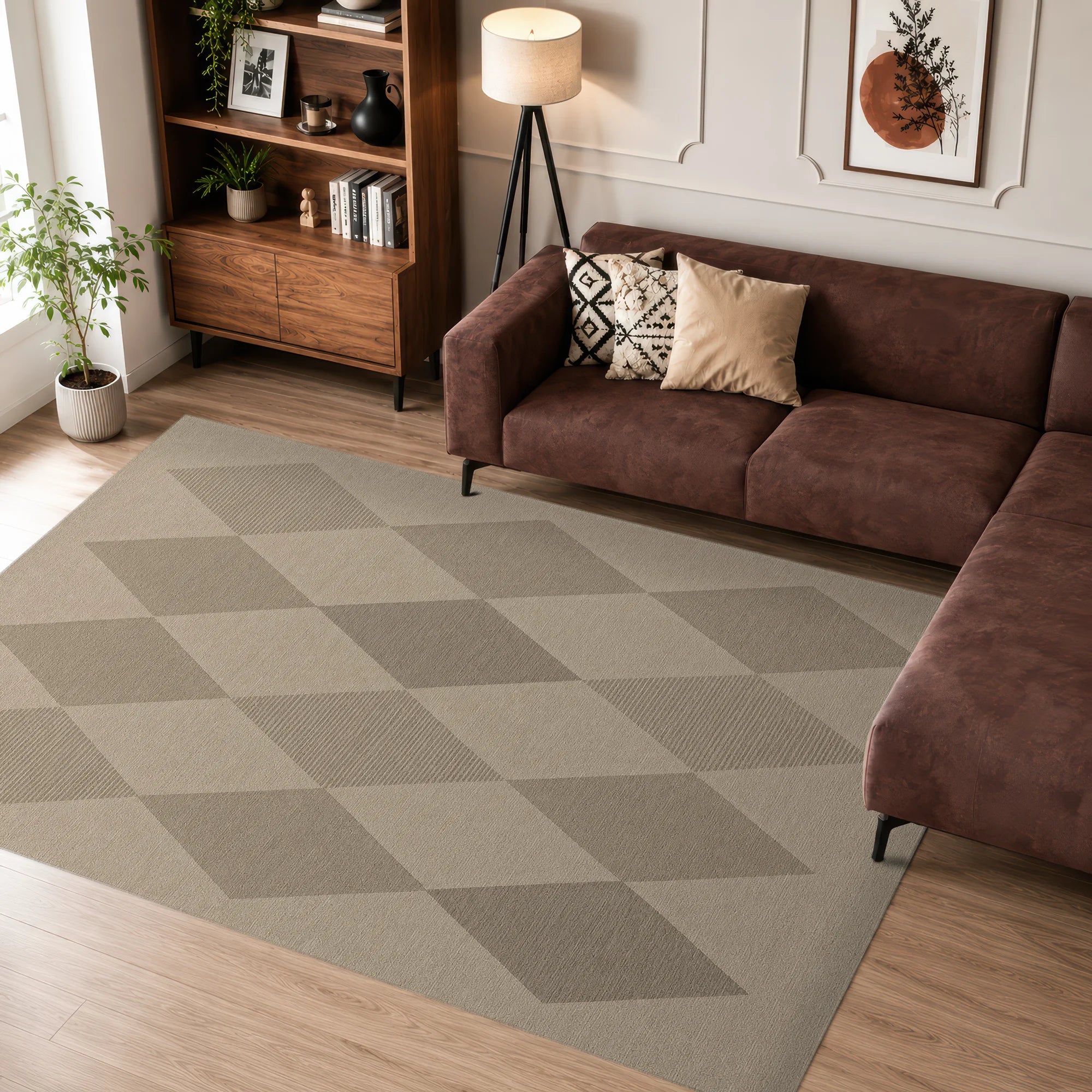 Striped Diamond Jute-Look Rug